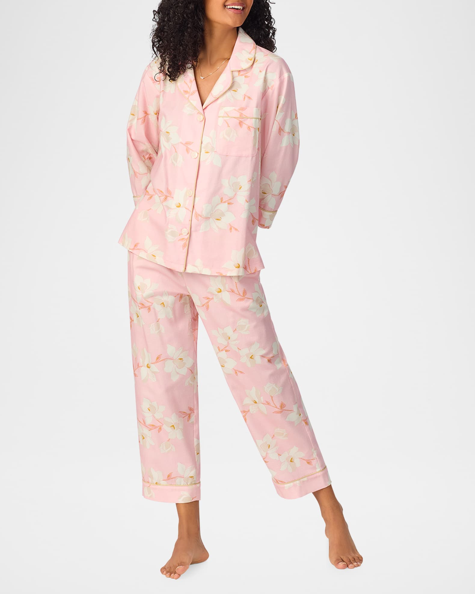 Cropped Organic Cotton Poplin Pajama Set