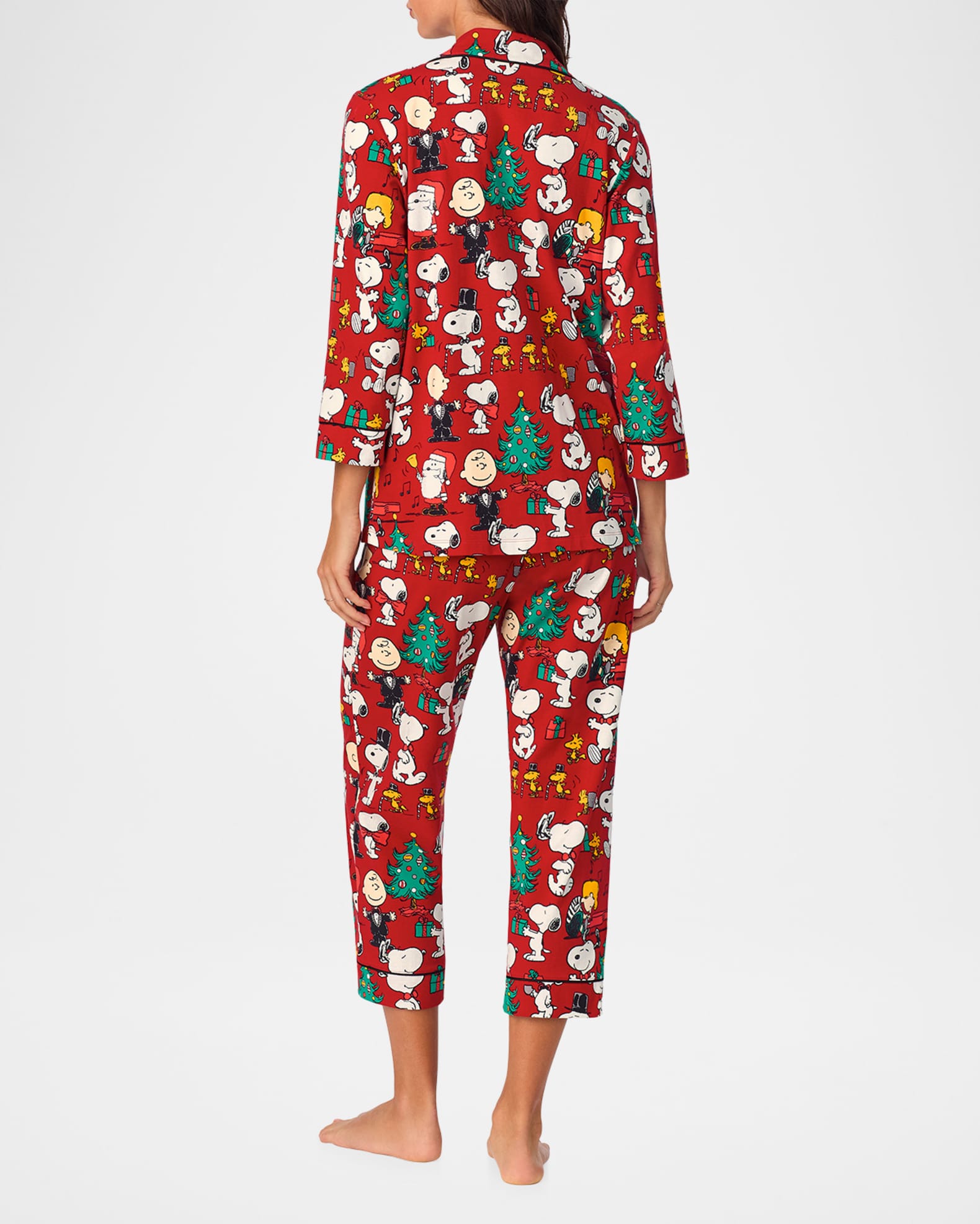 x Peanuts Cropped Holiday Print Pajama Set