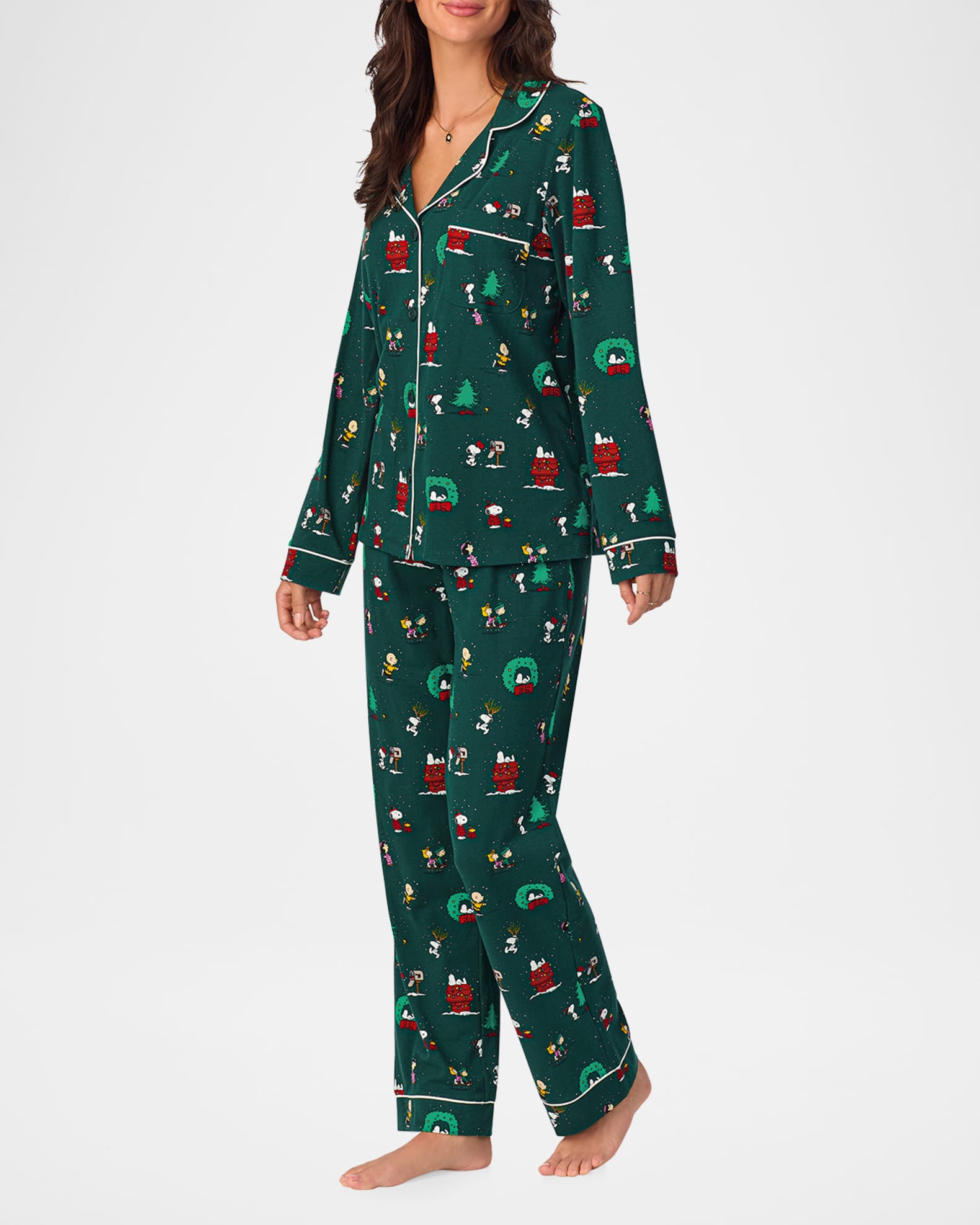 x Peanuts Holiday Print Jersey Pajama Set