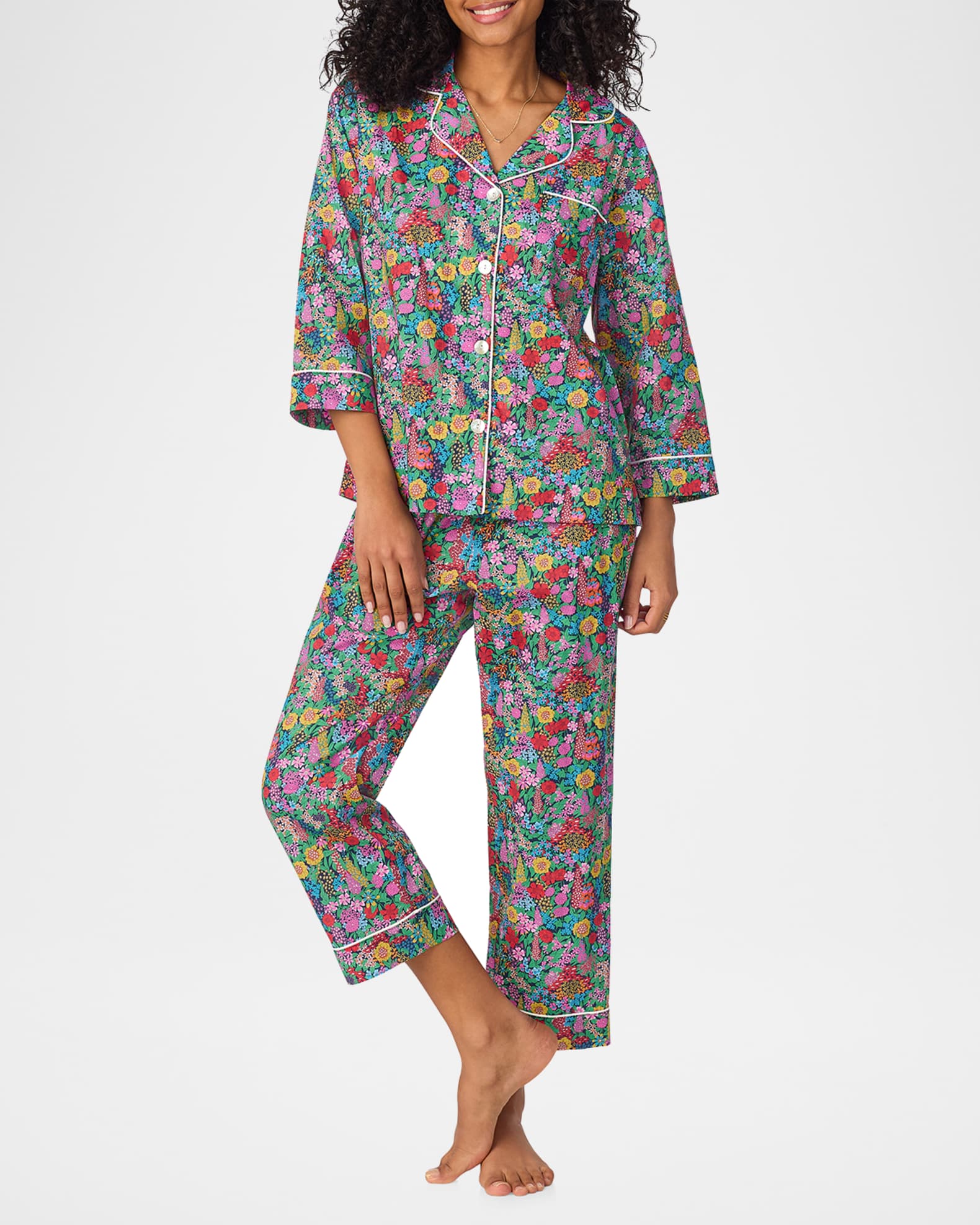 Cropped Floral Print Tana Lawn Pajama Set