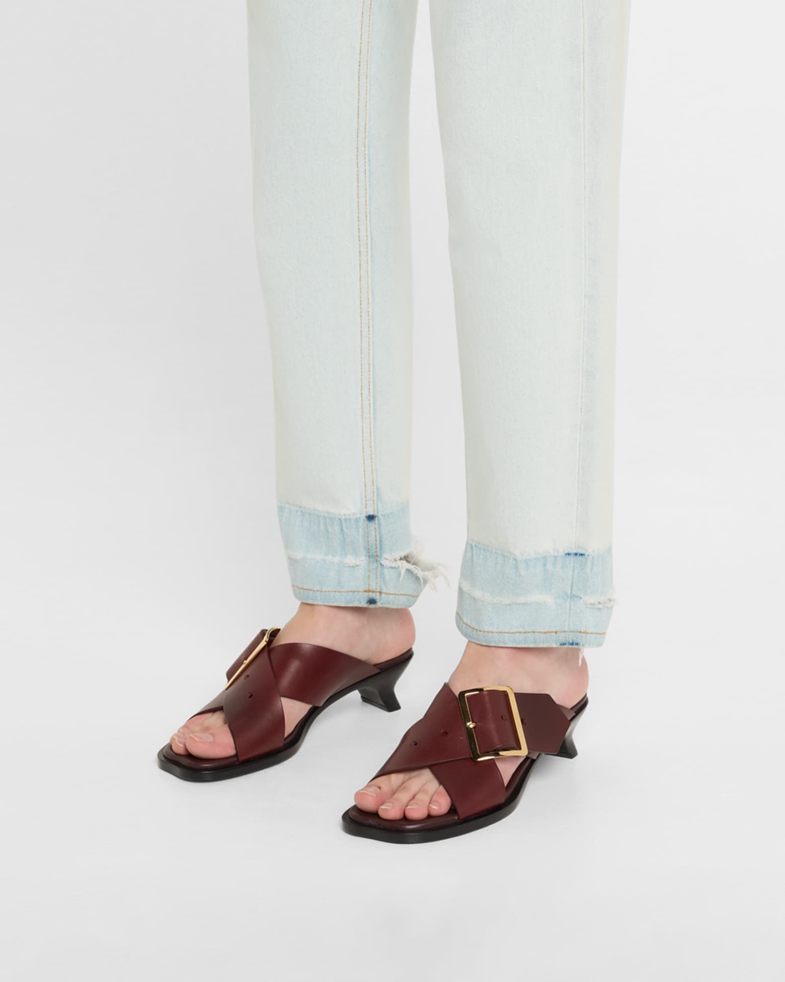 Petal Leather Buckle Slide Sandals 1