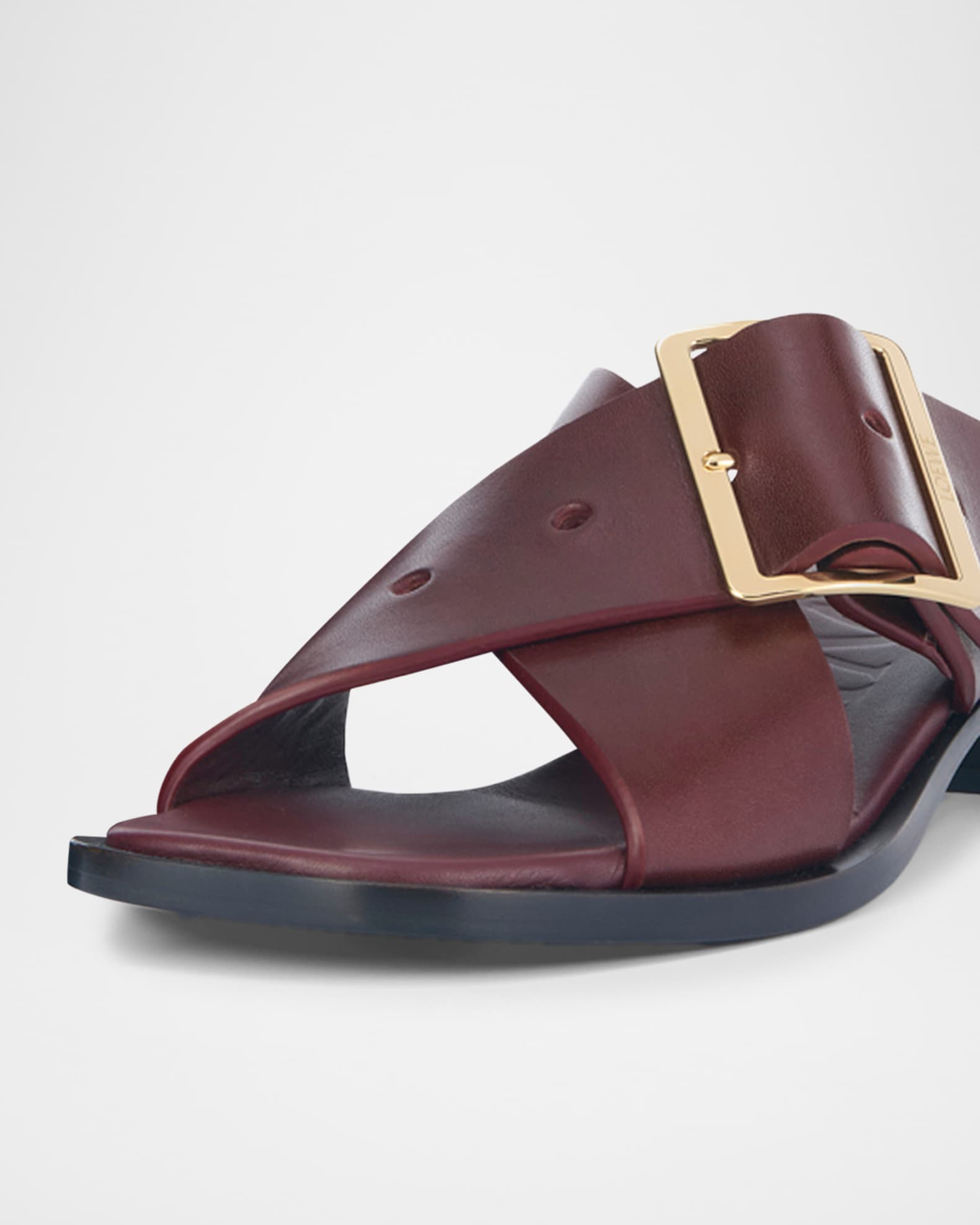 サンダル・ミュール Loewe Petal Sandals In Laminated Leather Loewe Petal Leather Buckle Slide Sandals | Neiman Marcus