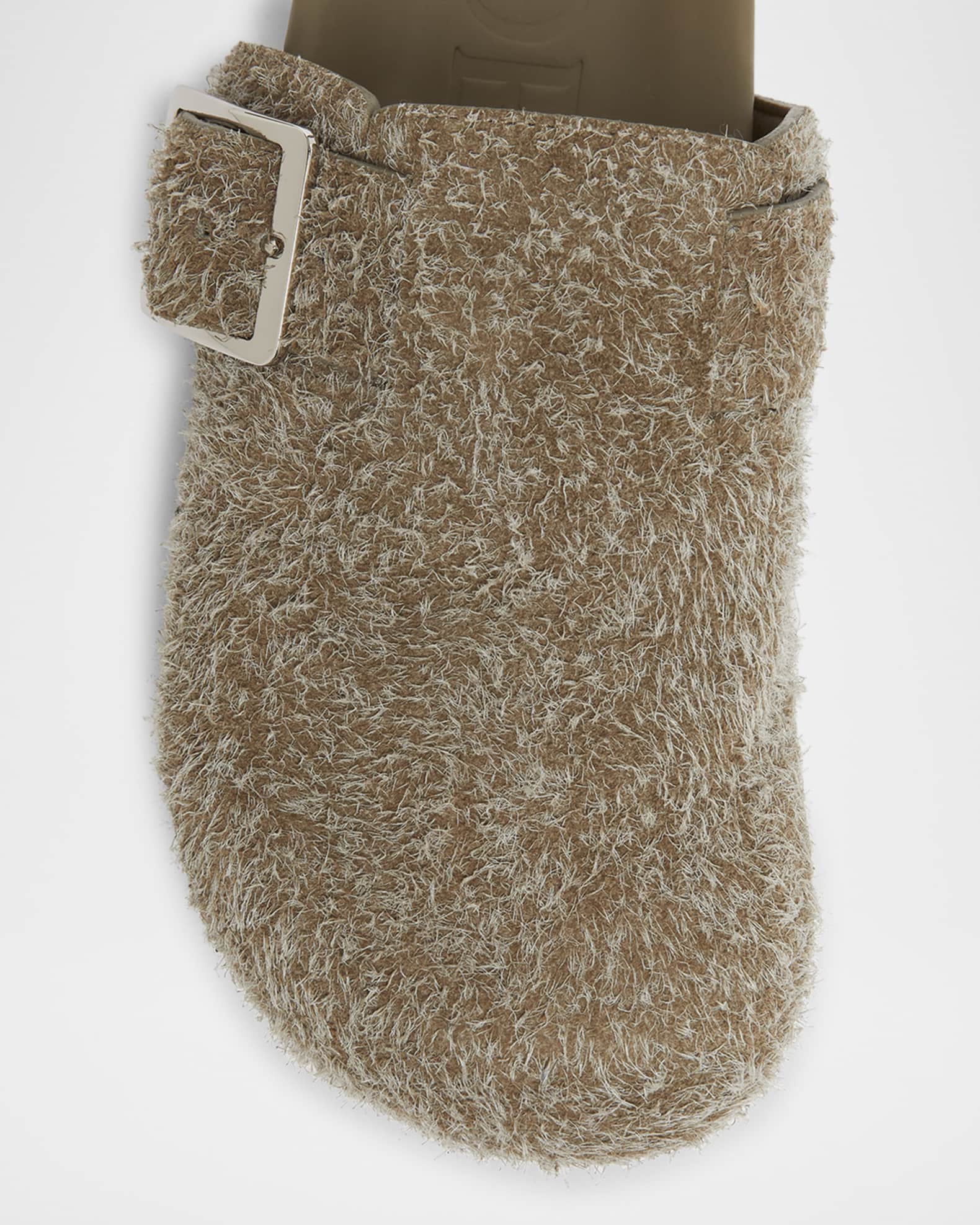 Loewe Ease Brushed Suede Buckle Mules | Neiman Marcus
