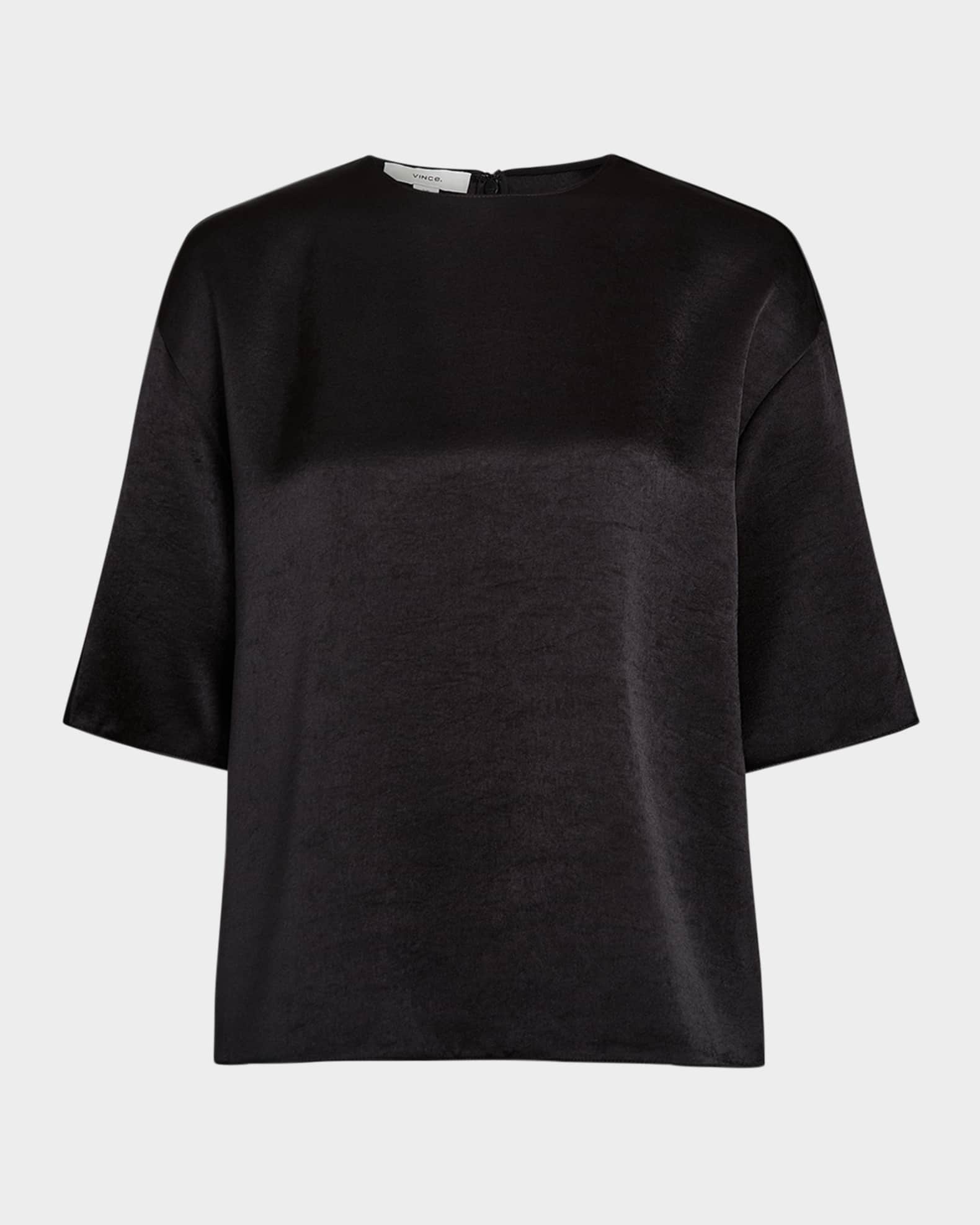 Satin Short-Sleeve Blouse 0