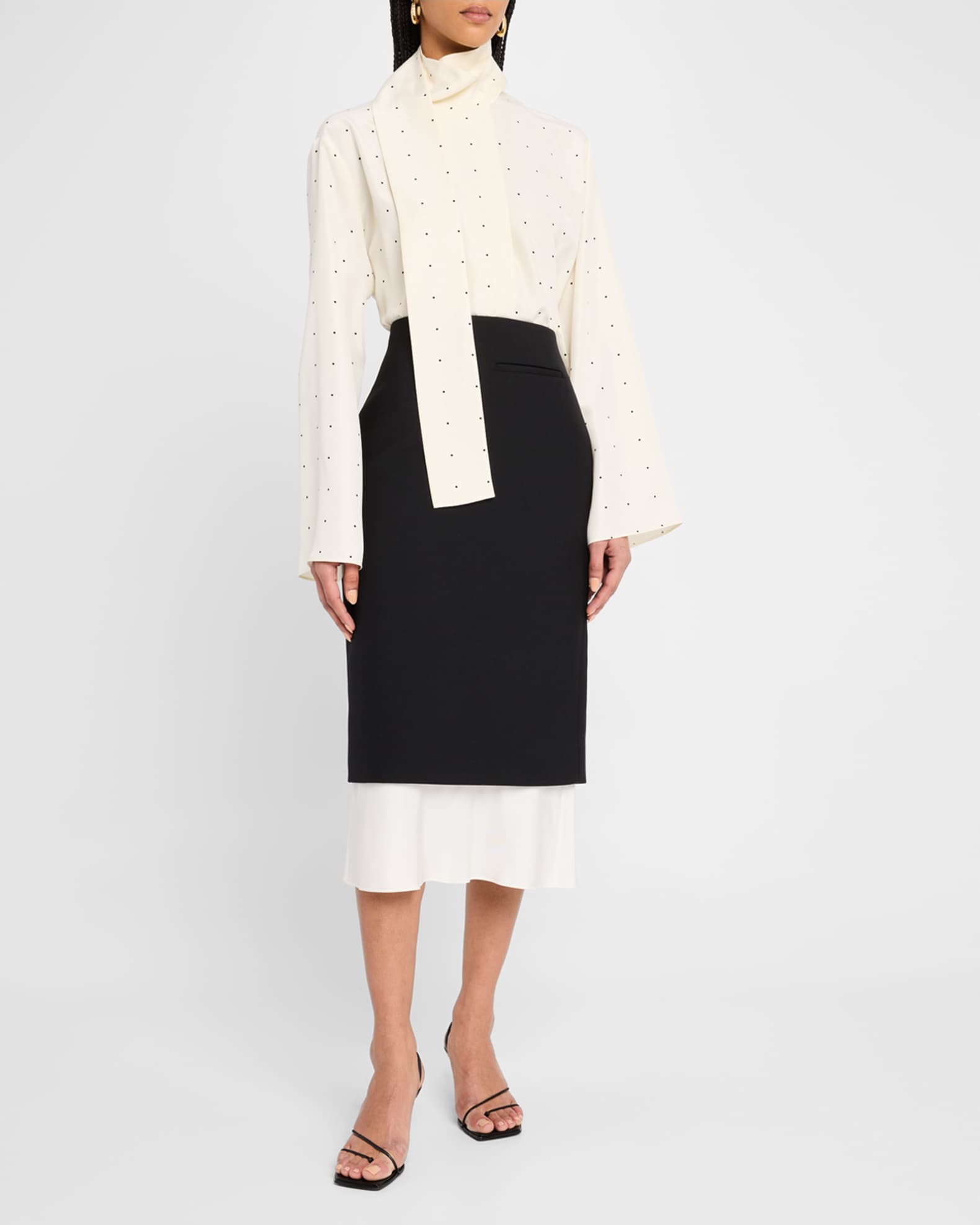 Polka Dot Silk Satin Sash Top 1