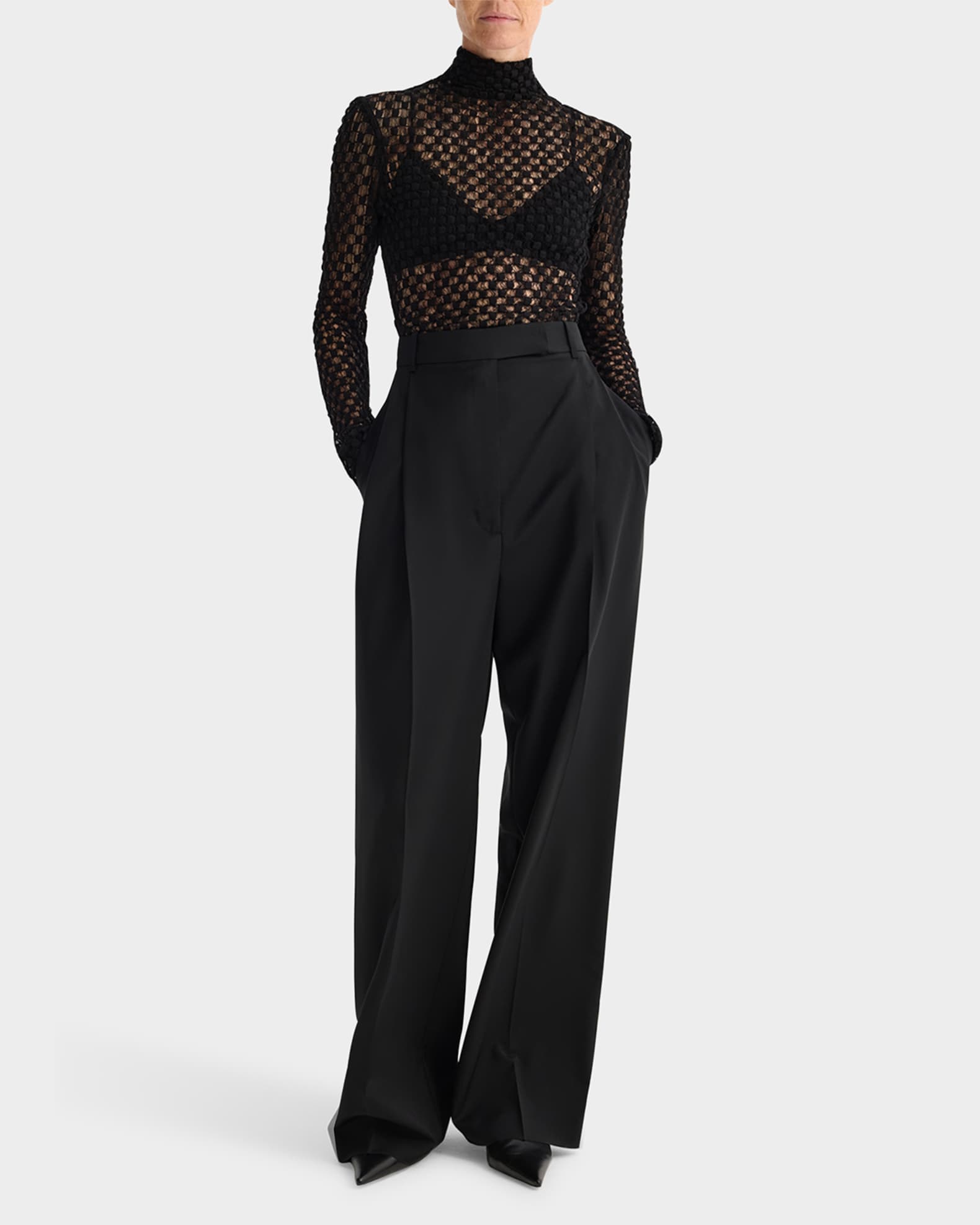 Geometric Lace Turtleneck Top 1