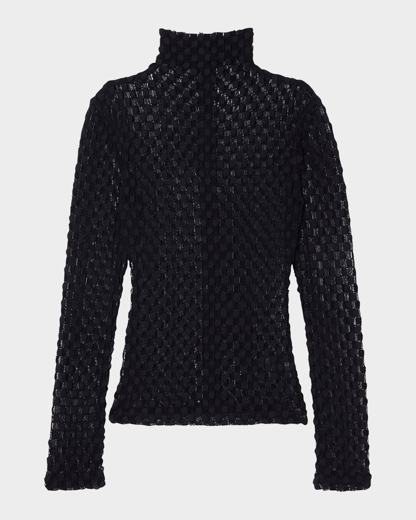 Geometric Lace Turtleneck Top 0