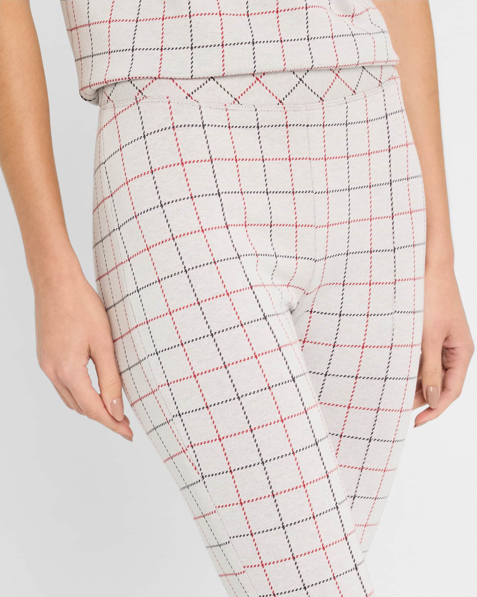 Rosetta Getty Striped Windowpane Kickflare Crop Pull-On Pants