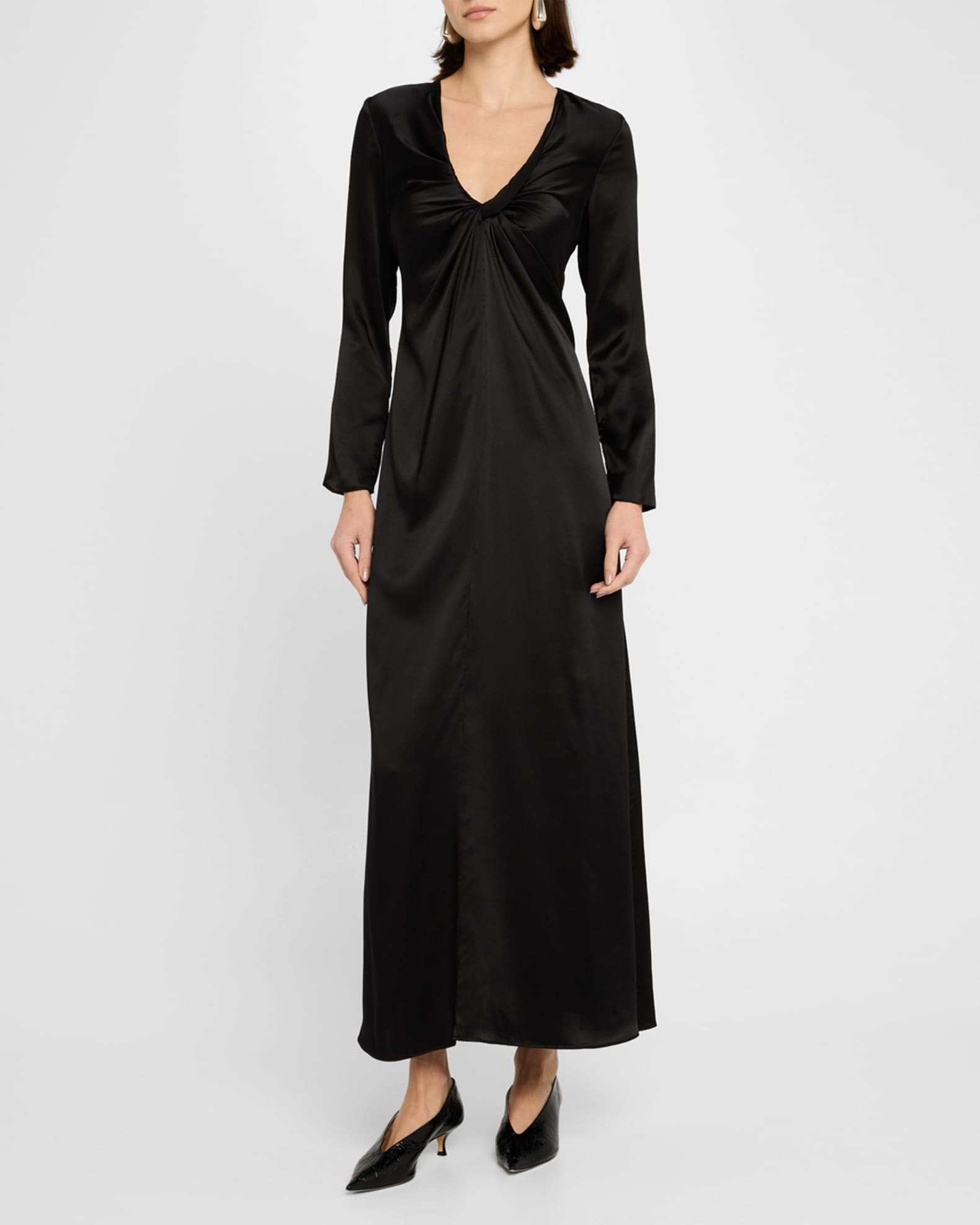 Twisted Long-Sleeve Silk Gown 1
