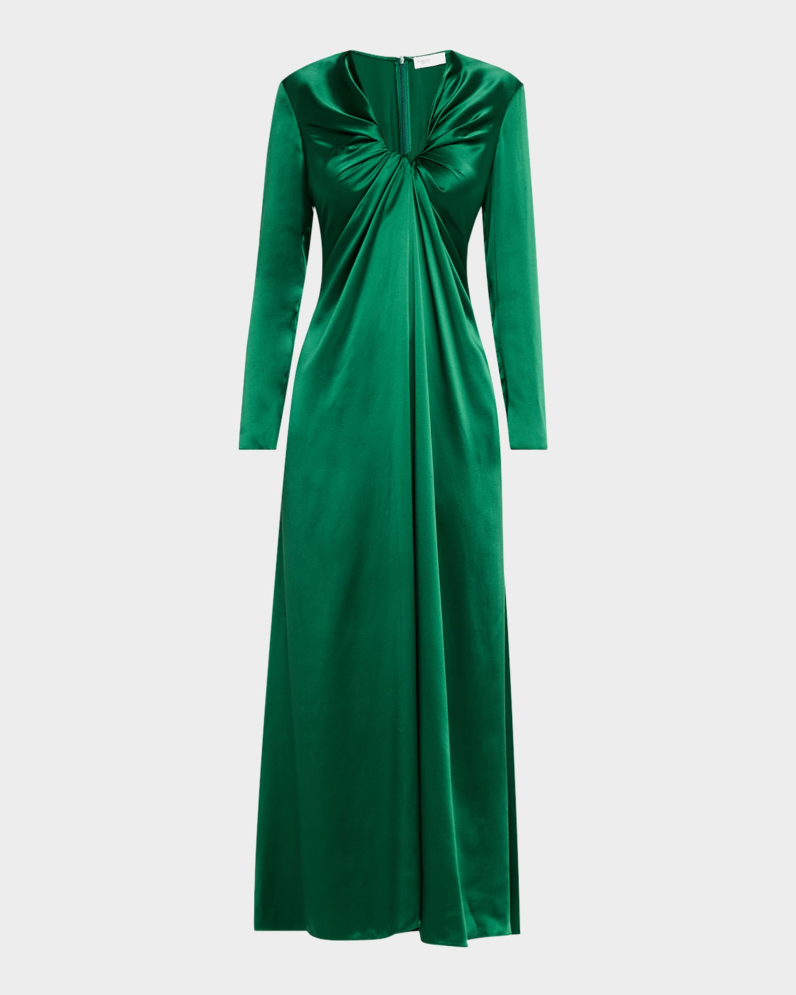 Twisted Long-Sleeve Silk Gown 0