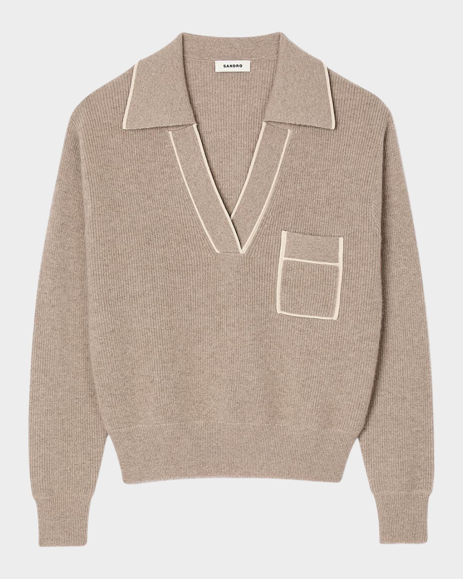 Sandro Berlin Open V Neck Polo Sweater Neiman Marcus