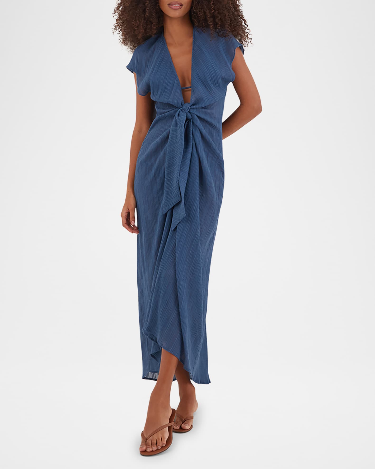 Solid Sasha Long Caftan Coverup