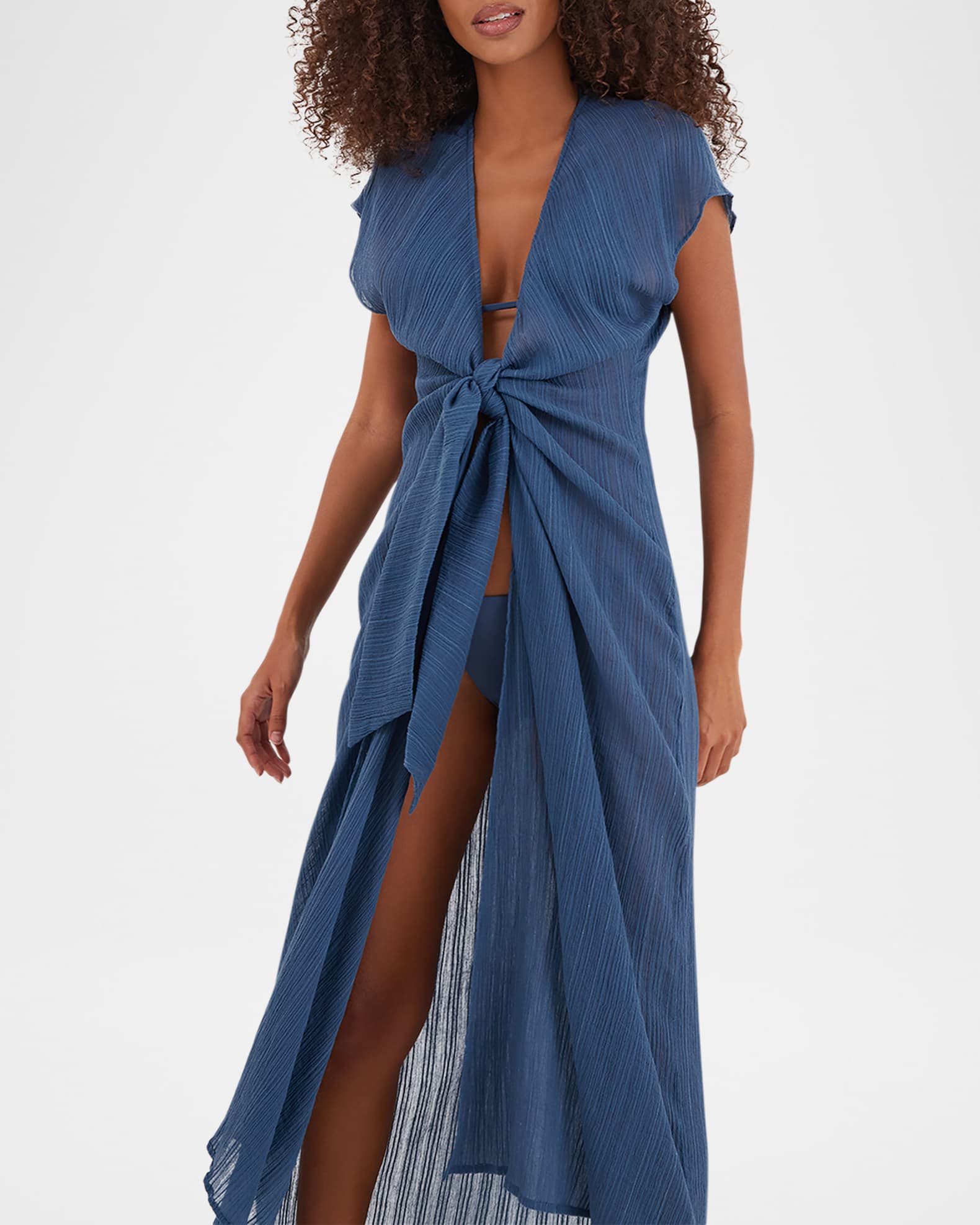 Solid Sasha Long Caftan Coverup