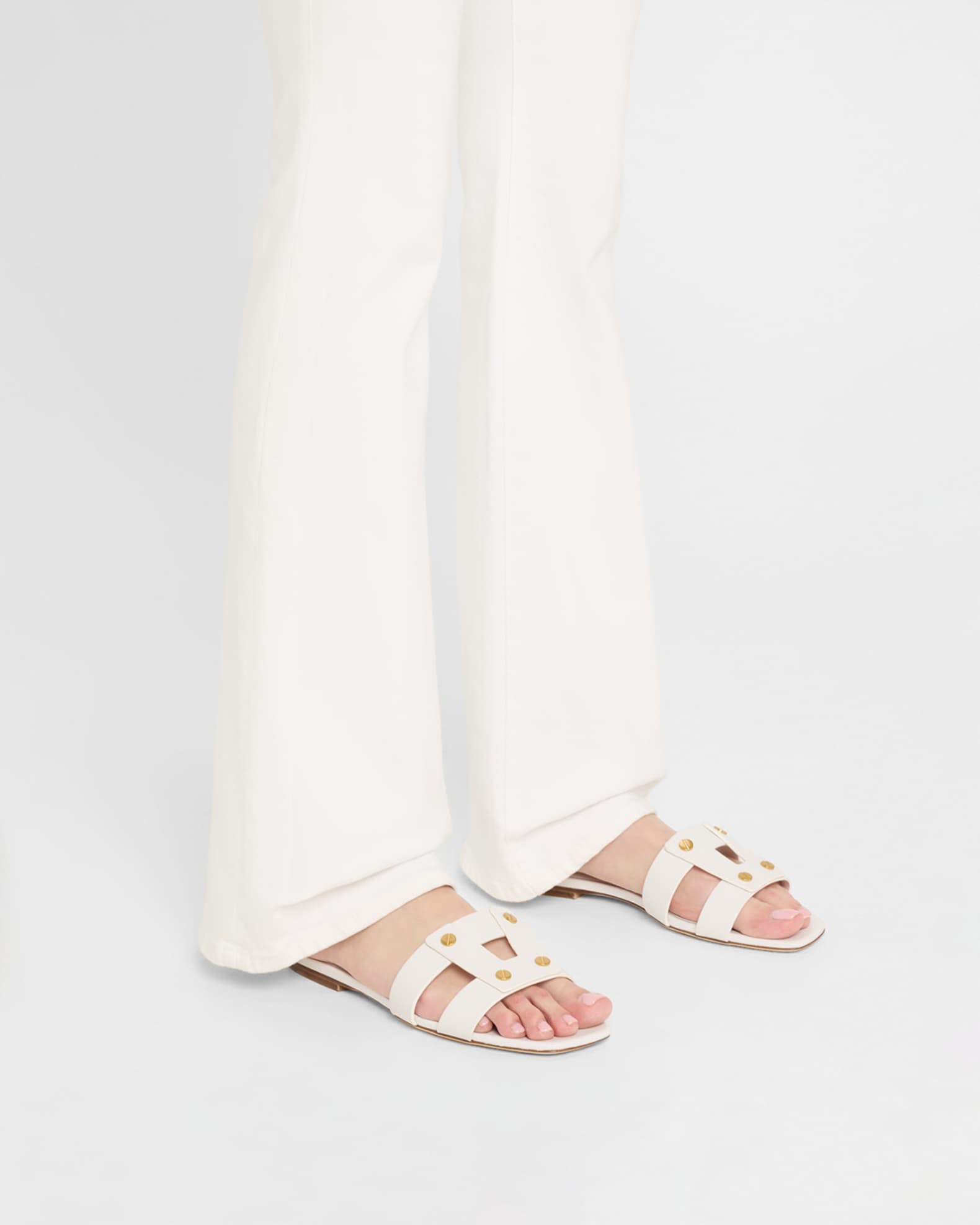 Via Leather Flat Slide Sandals 1