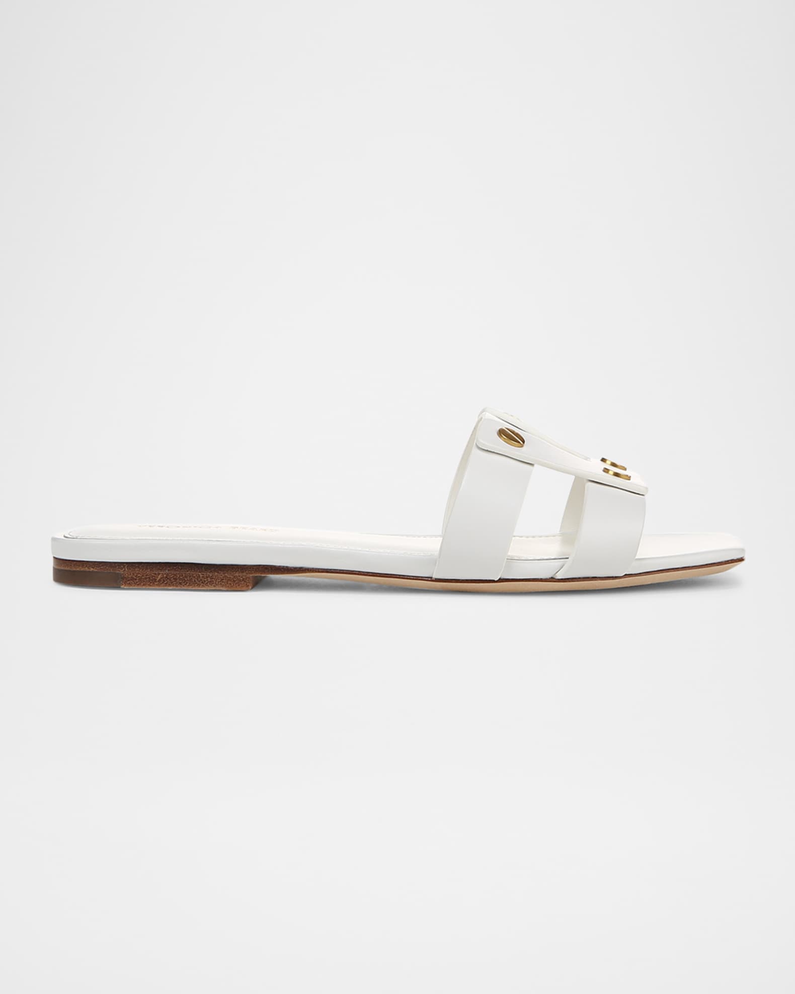 Via Leather Flat Slide Sandals 0