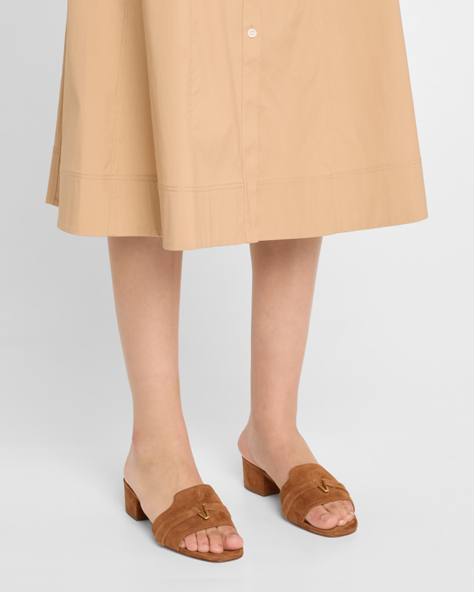 Annette Suede Medallion Mule Sandals 1