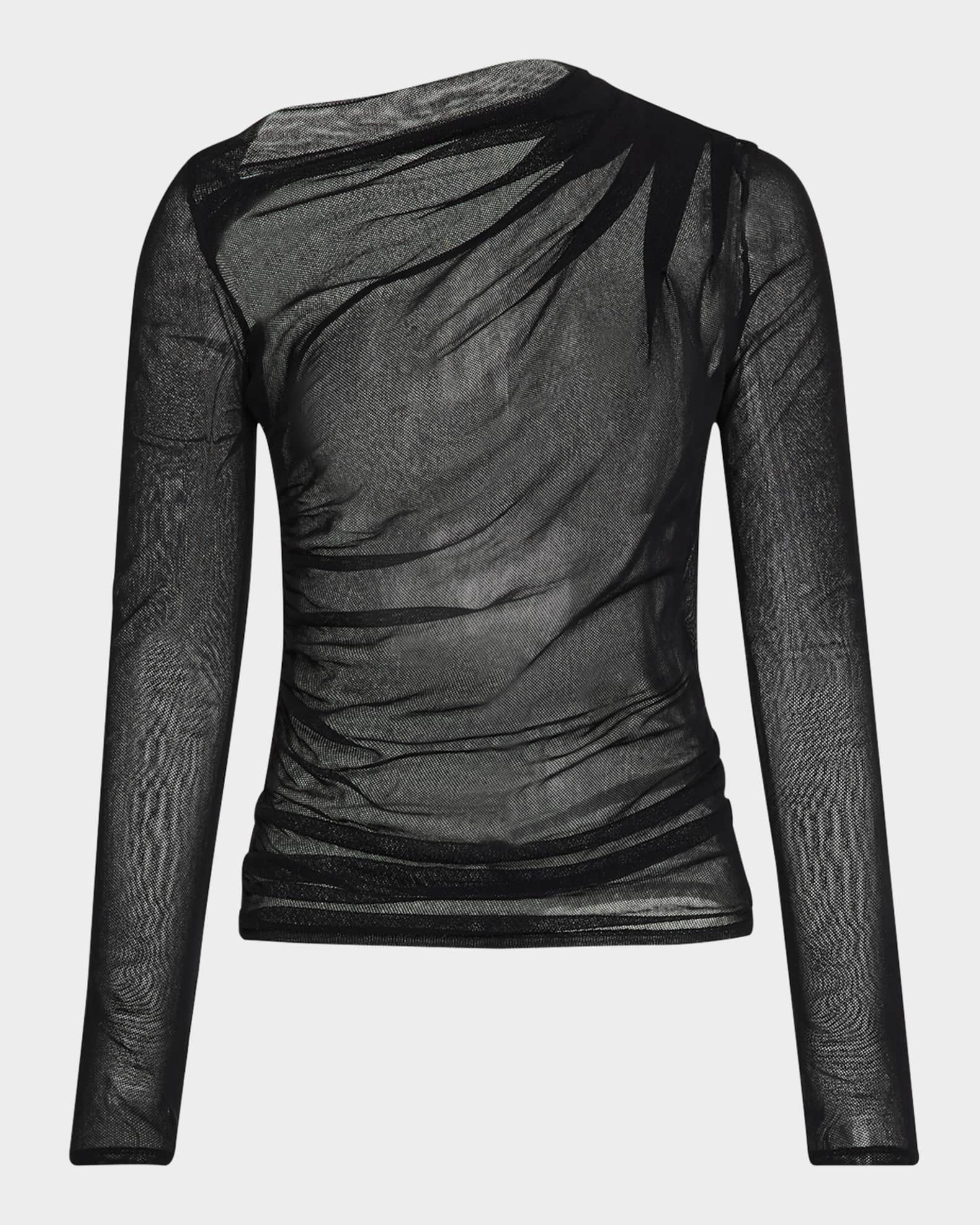 高い品質 Slash Sheer Costa Enza Long-Sleeve Marcus Neiman | Blouse トップス
