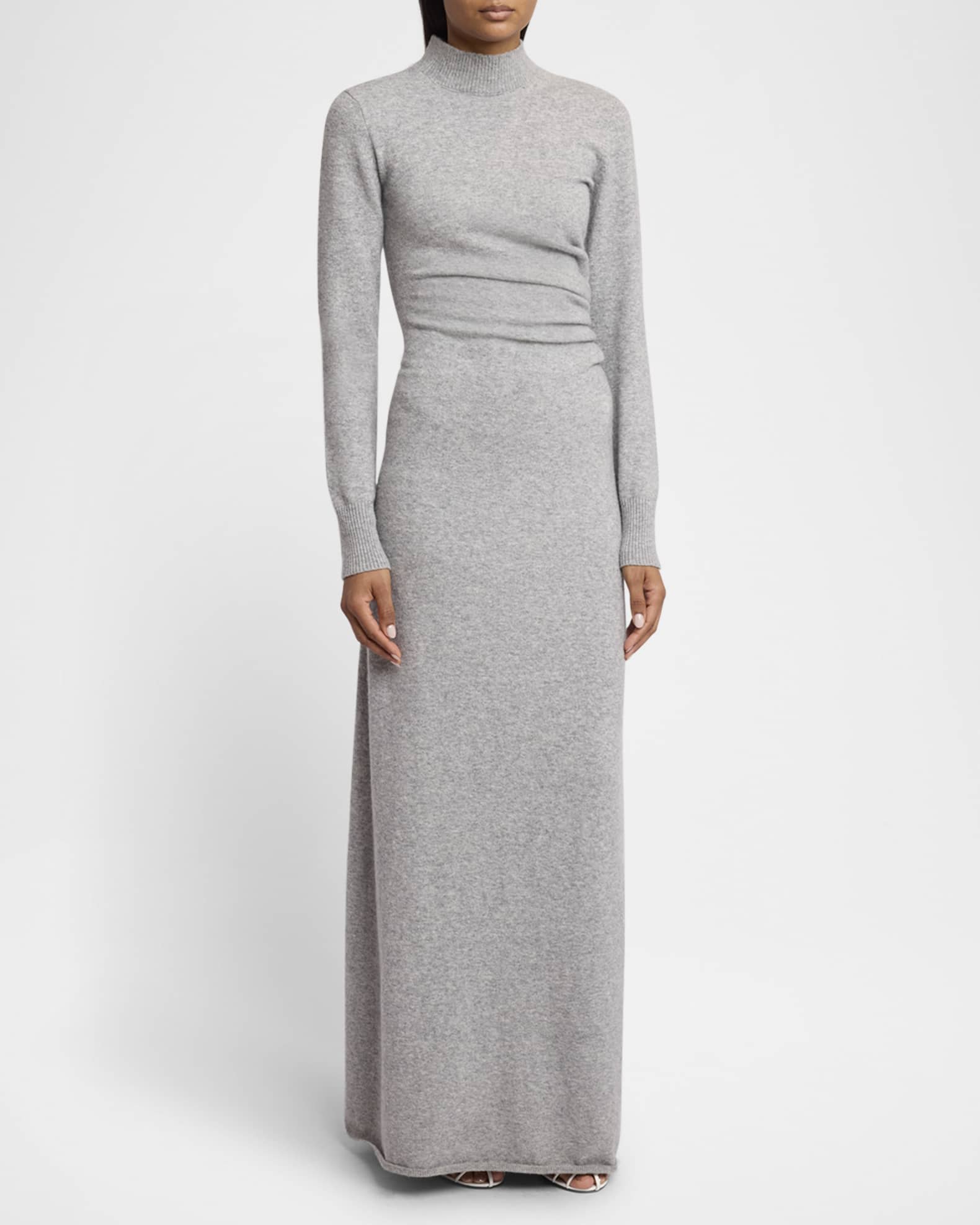 Annette Long-Sleeve Cashmere Silk Maxi Dress 1