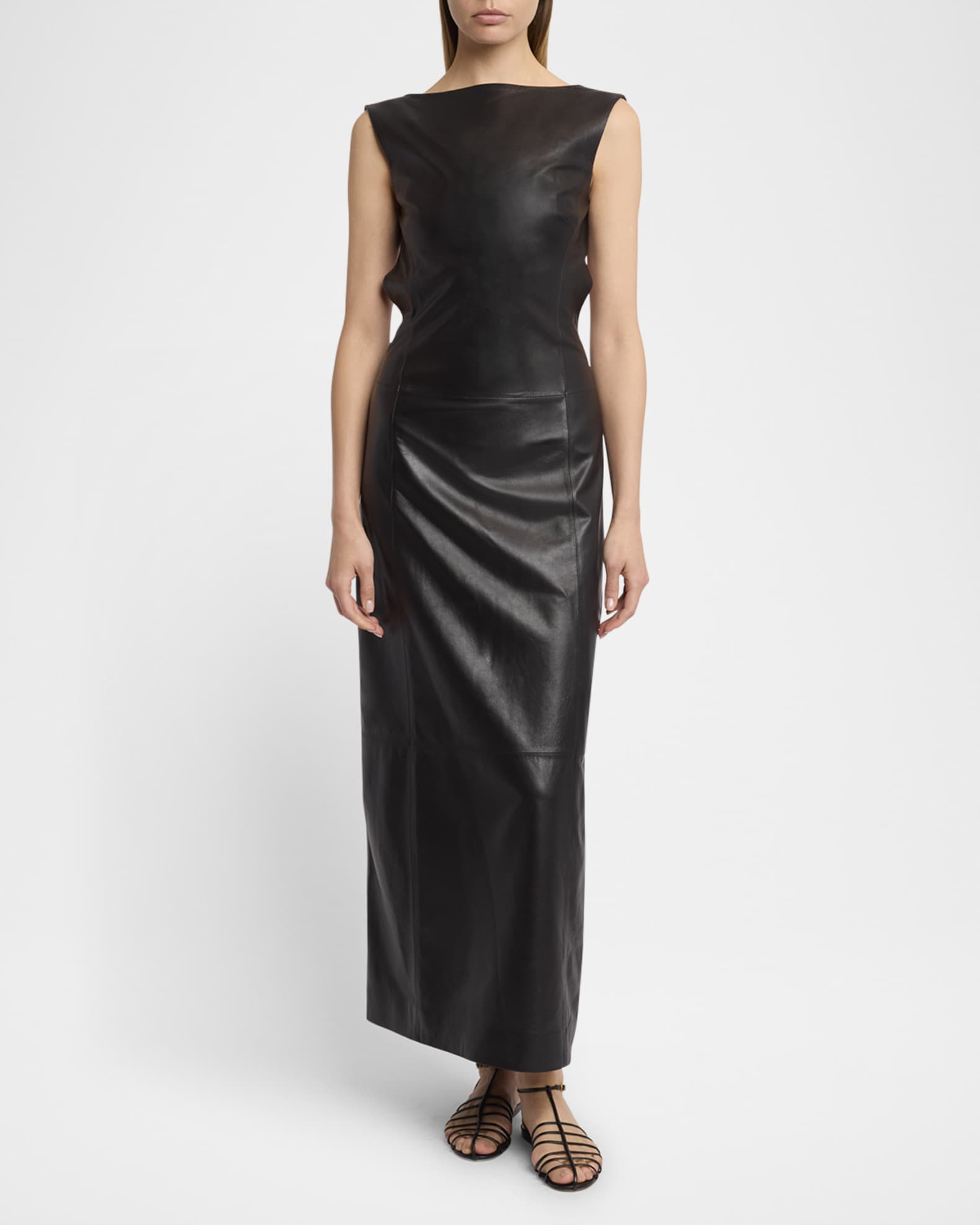 Backless leather dress cheap