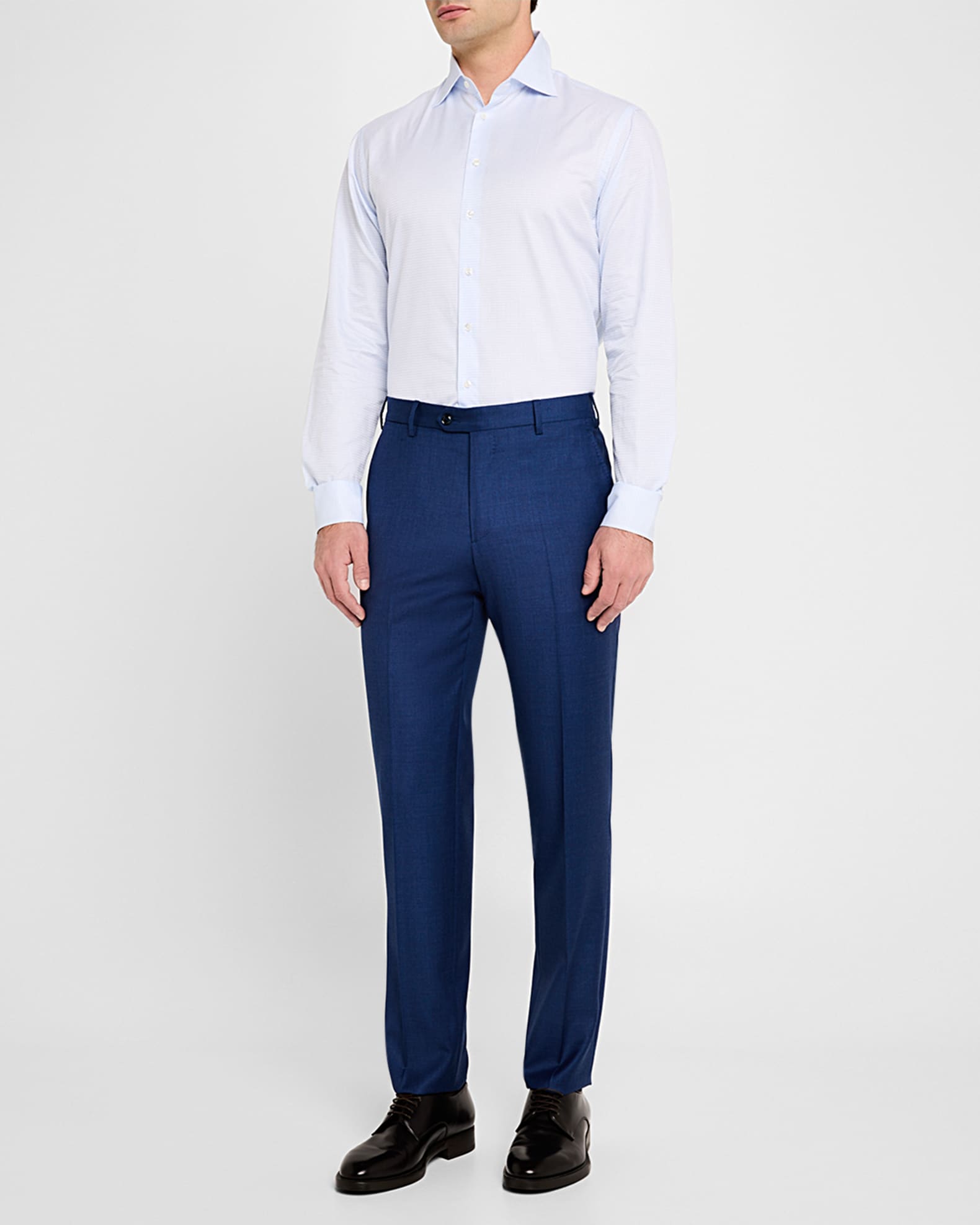 Giorgio Armani Men's Flat-Front Wool-Blend Trousers | Neiman