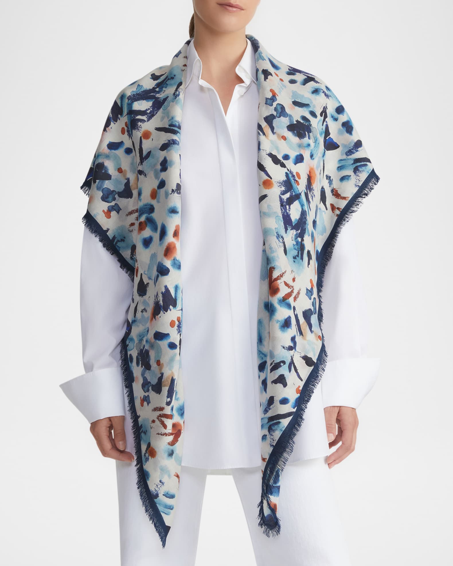 Paint Splatter Square Cashmere-Silk Scarf 1