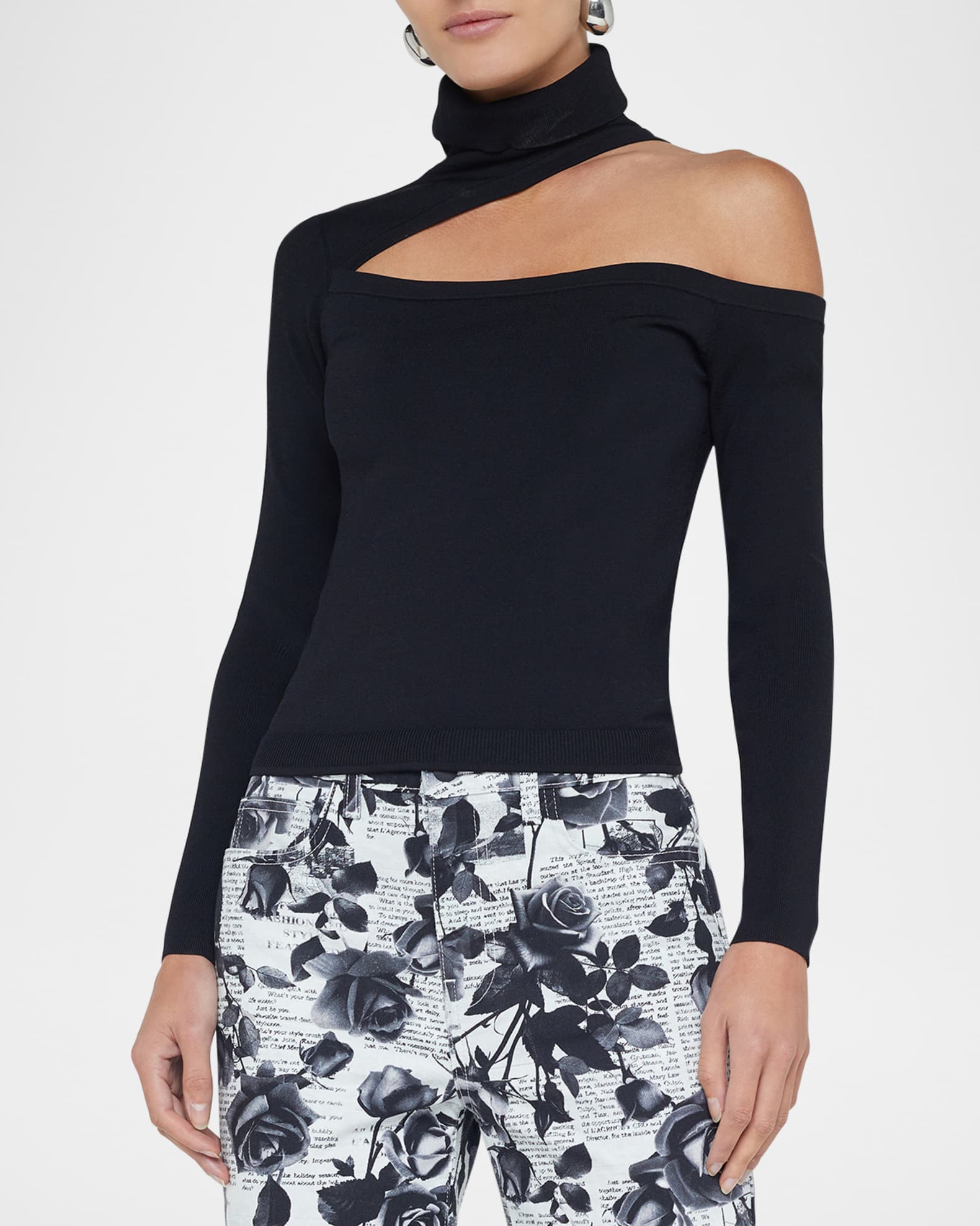 L'Agence Azia Cut-Out Turtleneck Top | Neiman Marcus