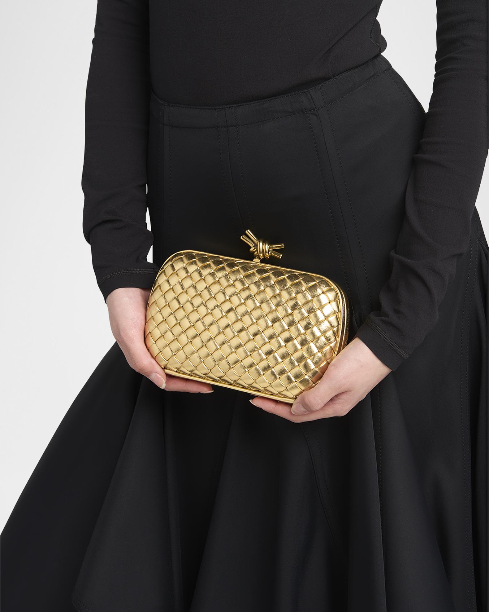 Bottega Veneta Knot Padded Metallic Leather Clutch Bag | Neiman Marcus