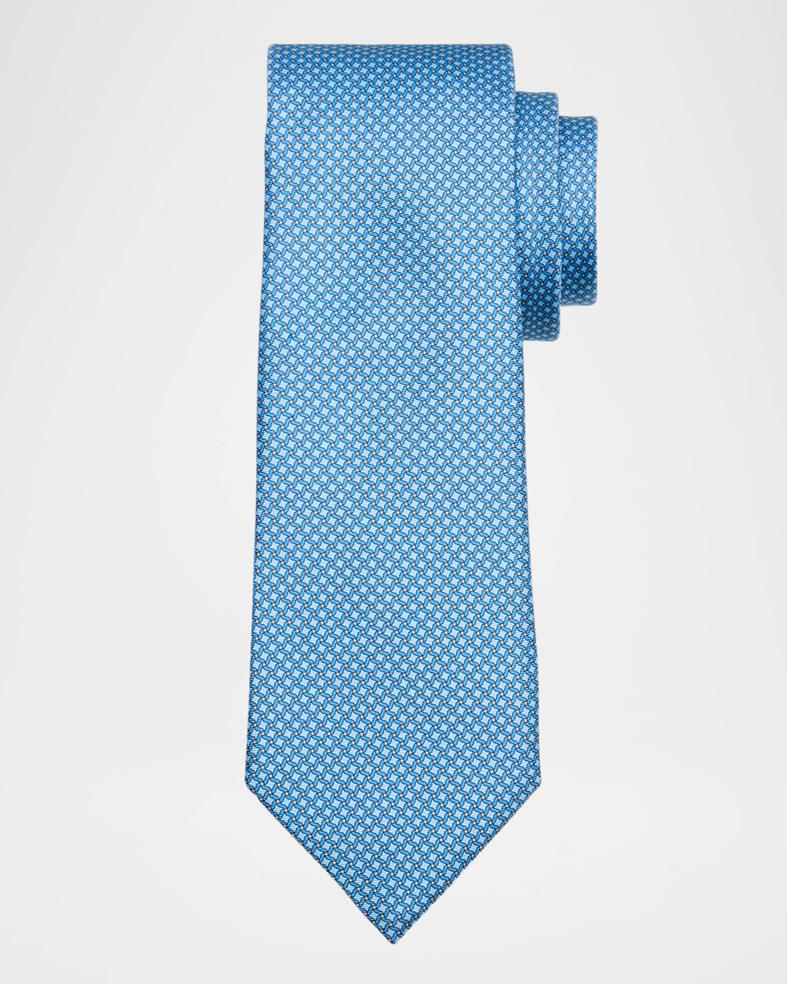 Men's Geometric Lattice Silk Tie 0