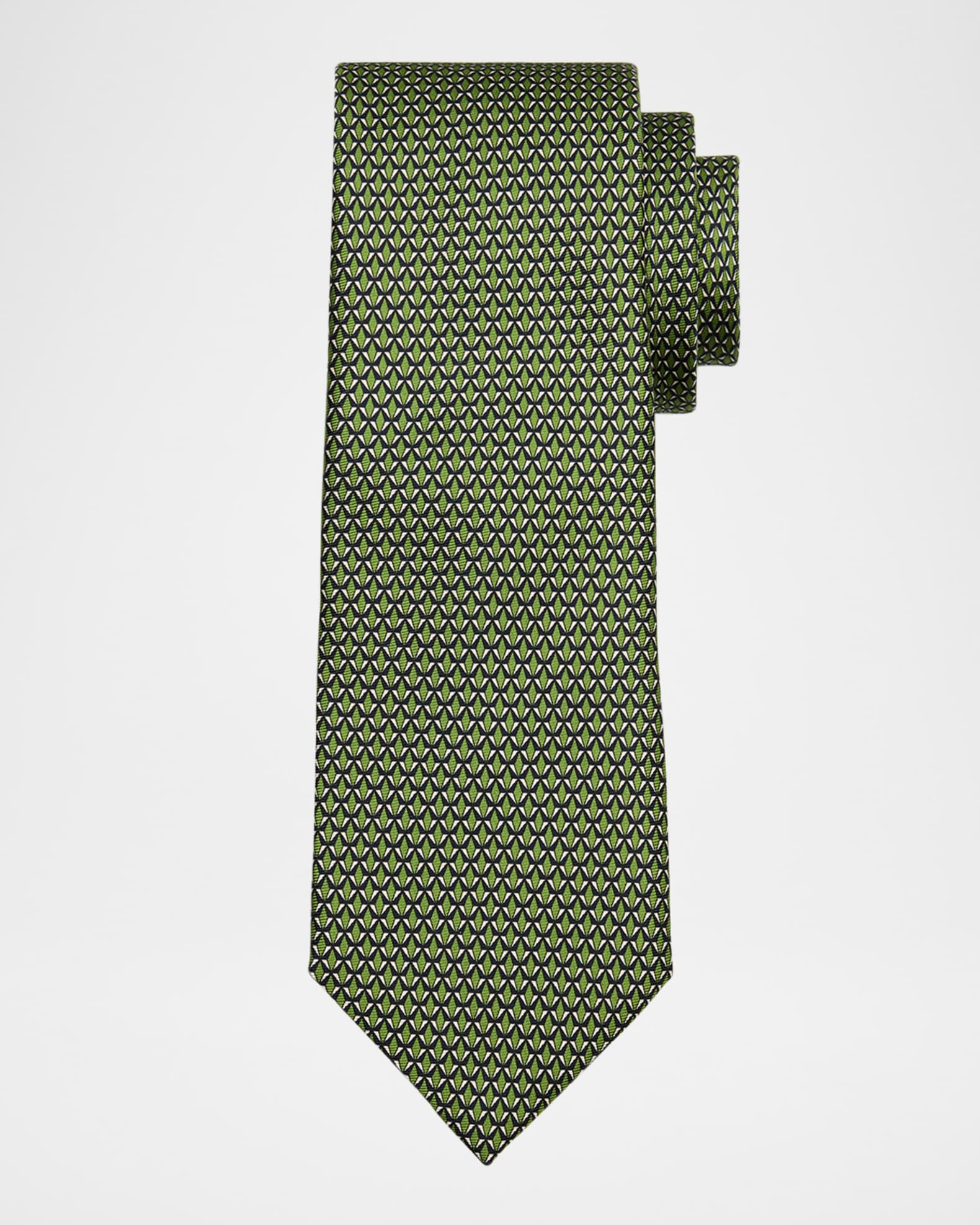 Men's Micro-Geometric Silk Tie 0