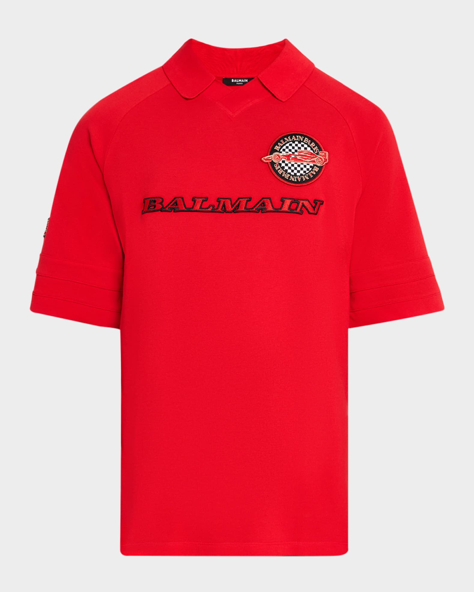 Balmain Polo Shirt with Balmain Racing Embroidery
