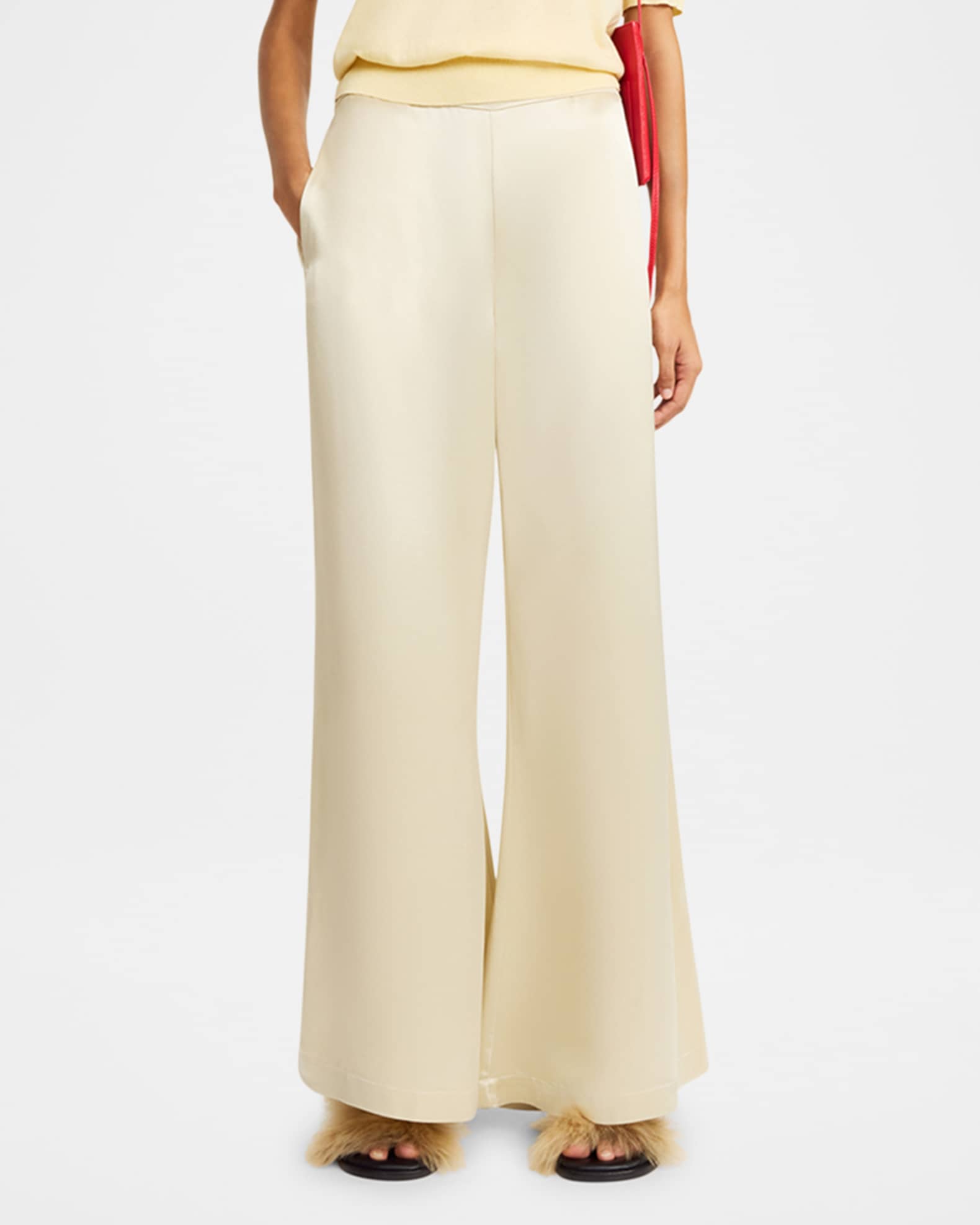 By Malene Birger Lucee Wide-Leg Woven Trousers | Neiman Marcus