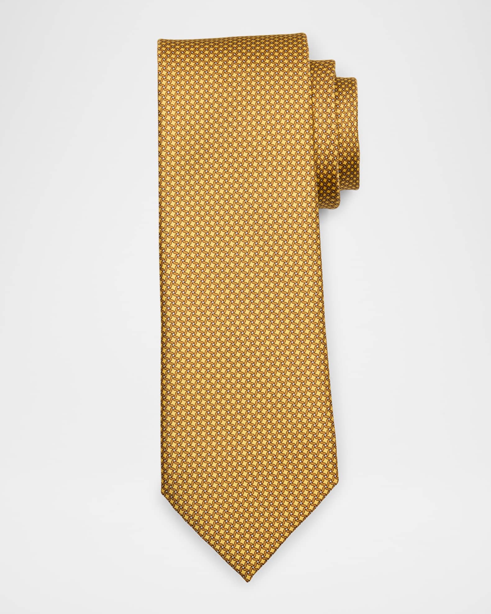 Men's Tonal Lattice-Print Tie 0
