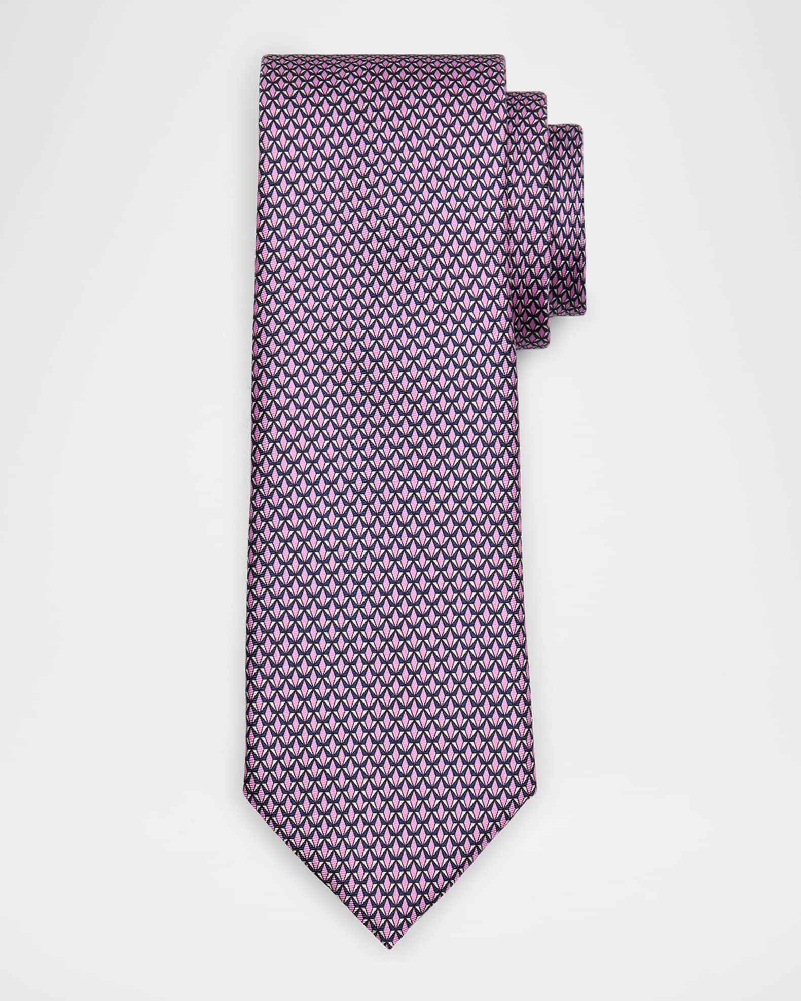 Men's Printed Diamonds Silk Tie 0