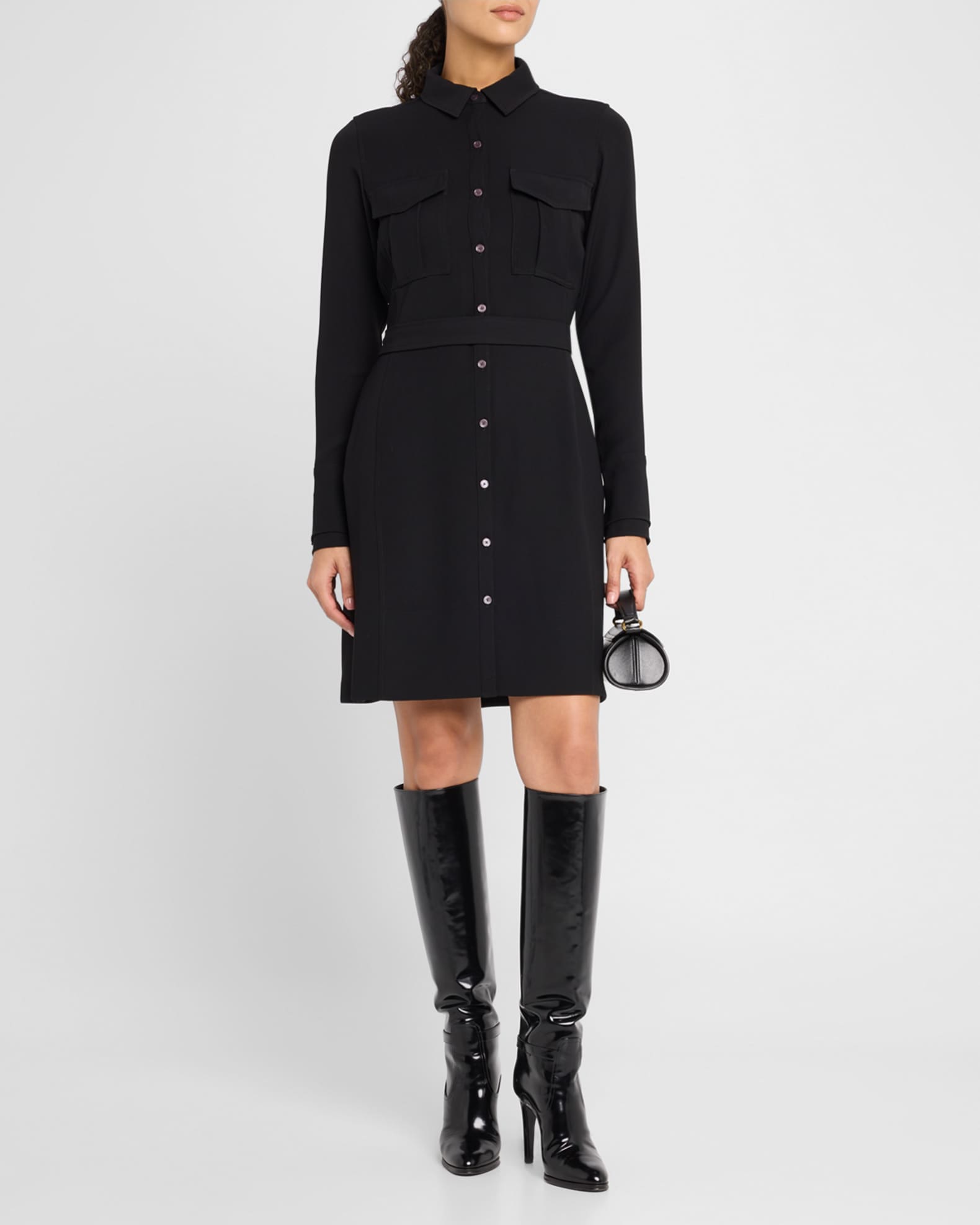 Alexis Long-Sleeve Mini Shirtdress 1