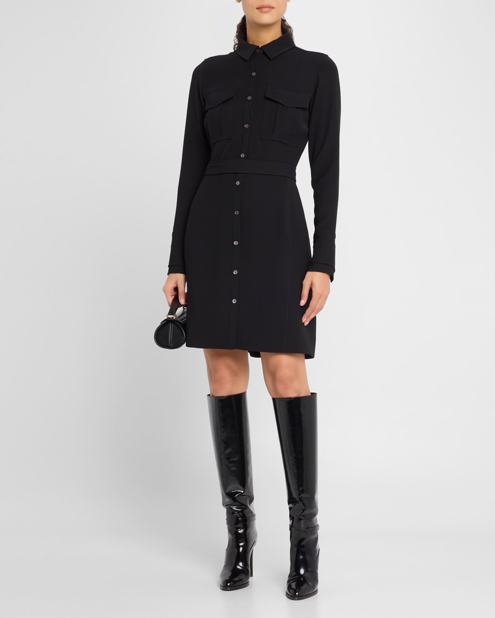 Alexis Long-Sleeve Mini Shirtdress