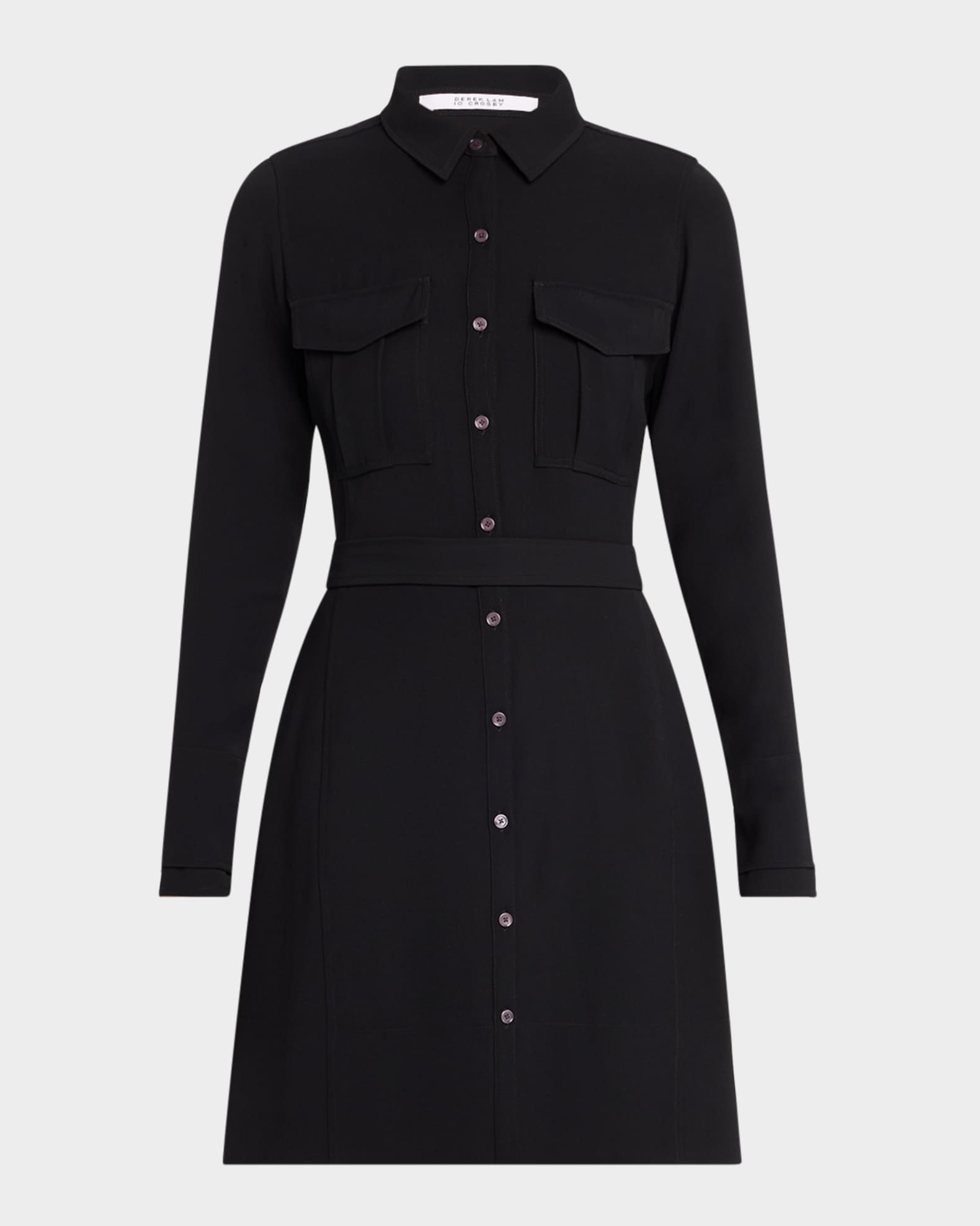 Alexis Long-Sleeve Mini Shirtdress 0
