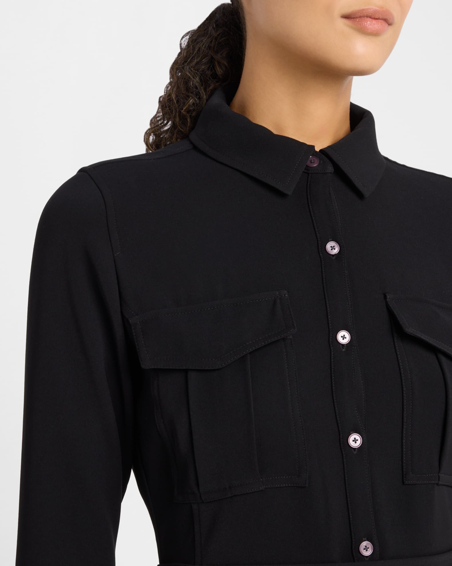 Alexis Long-Sleeve Mini Shirtdress