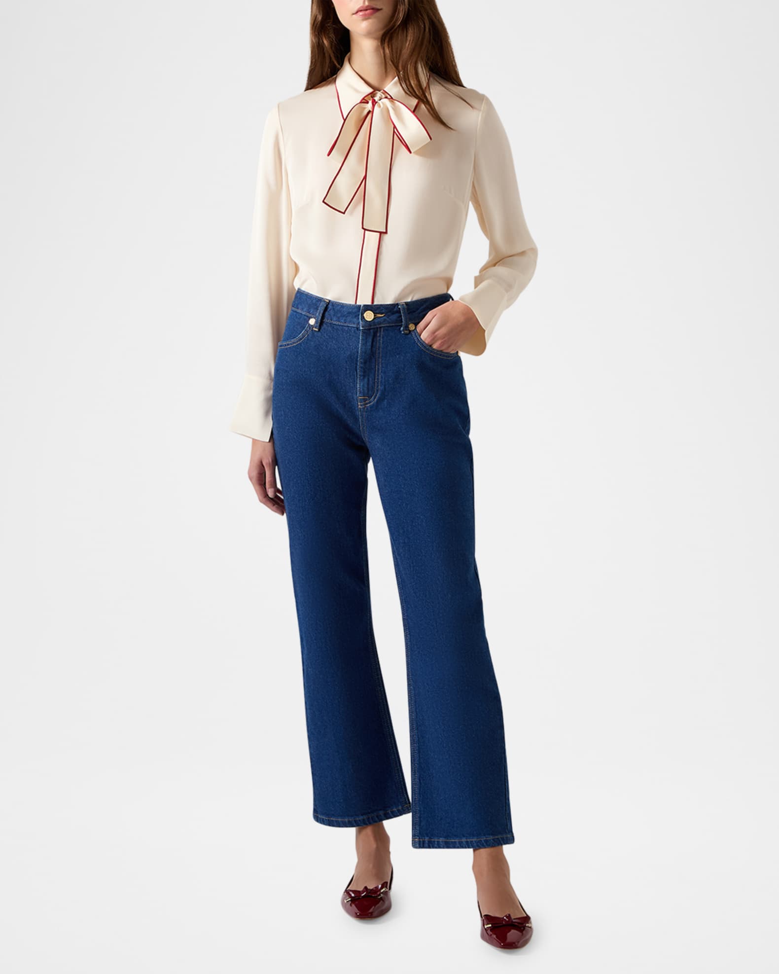 Elisa Tie-Neck Crepe Blouse 1