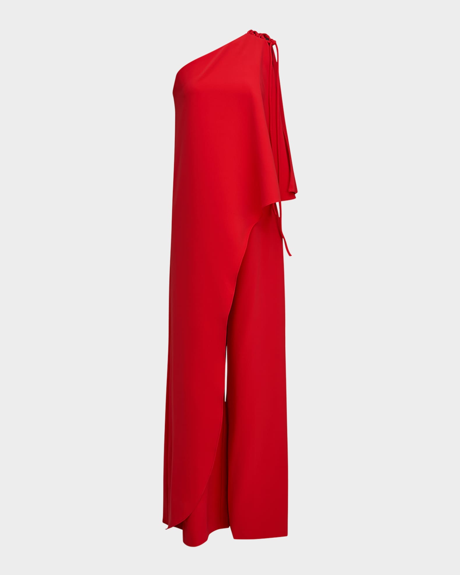 Halston Ignacia Draped One Shoulder Crepe Jumpsuit Flame Women s 8 Jumpsuits Rompers Jumpsuits