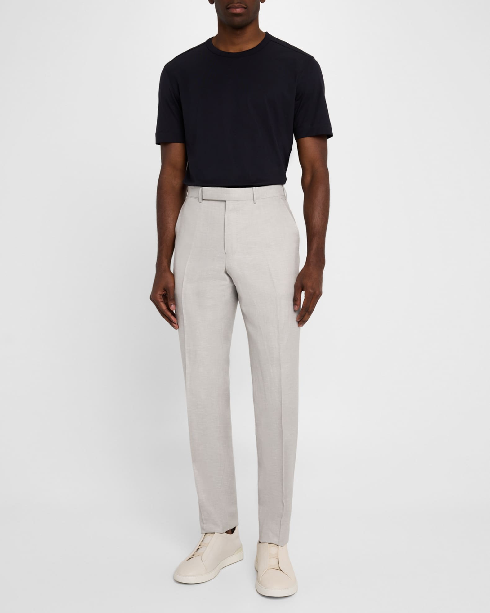 Men's Wool Linen Flat-Front Trousers 1