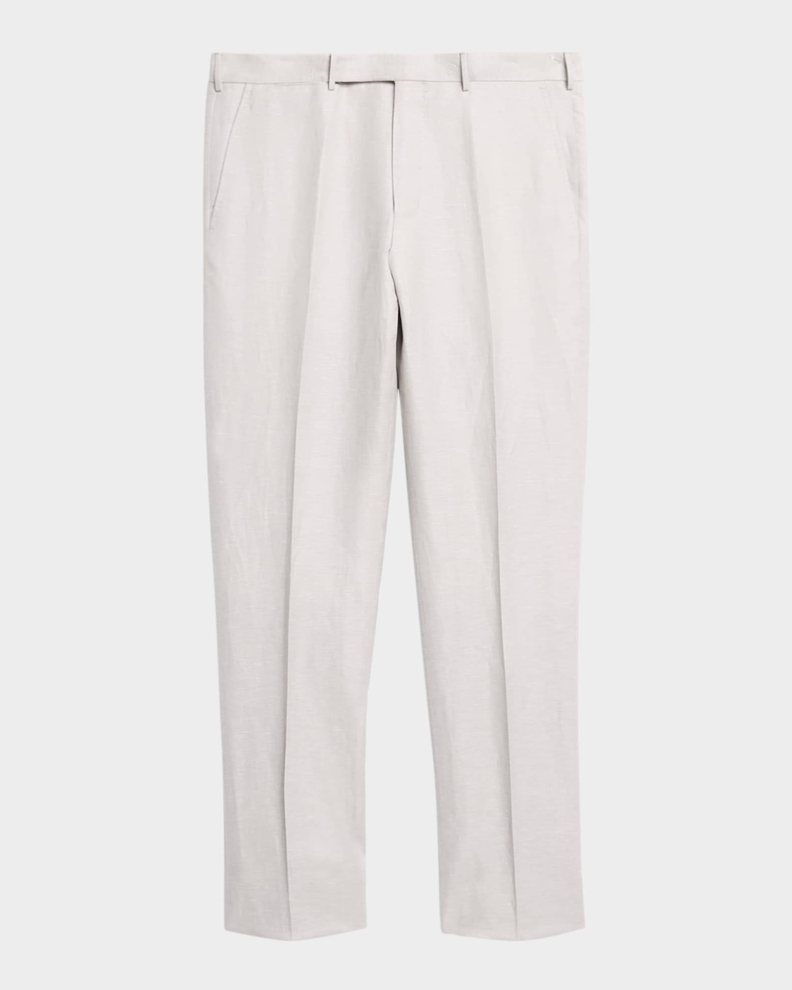 Men's Wool Linen Flat-Front Trousers 0