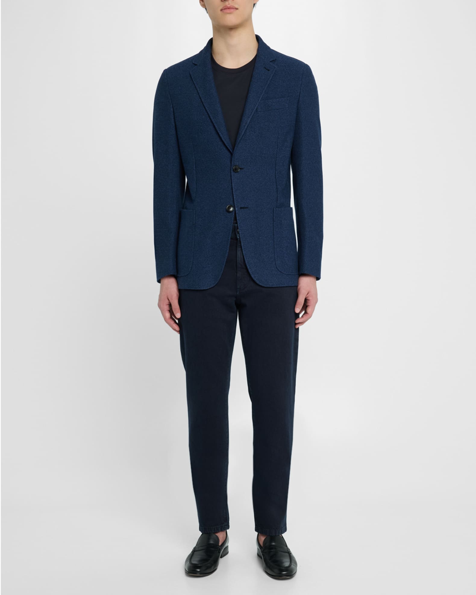 Men's Solid Textured Jersey Blazer 1