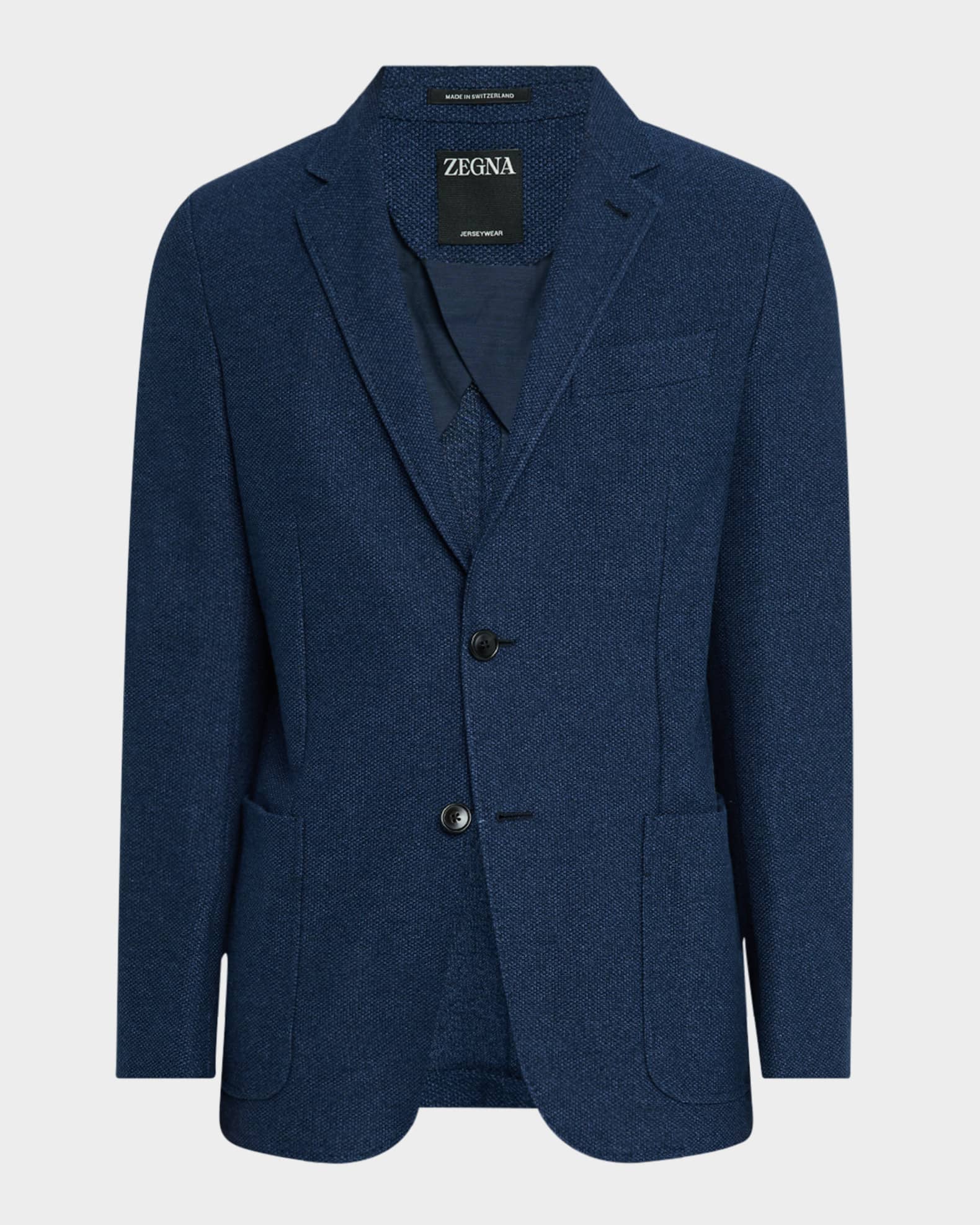 Men's Solid Textured Jersey Blazer 0