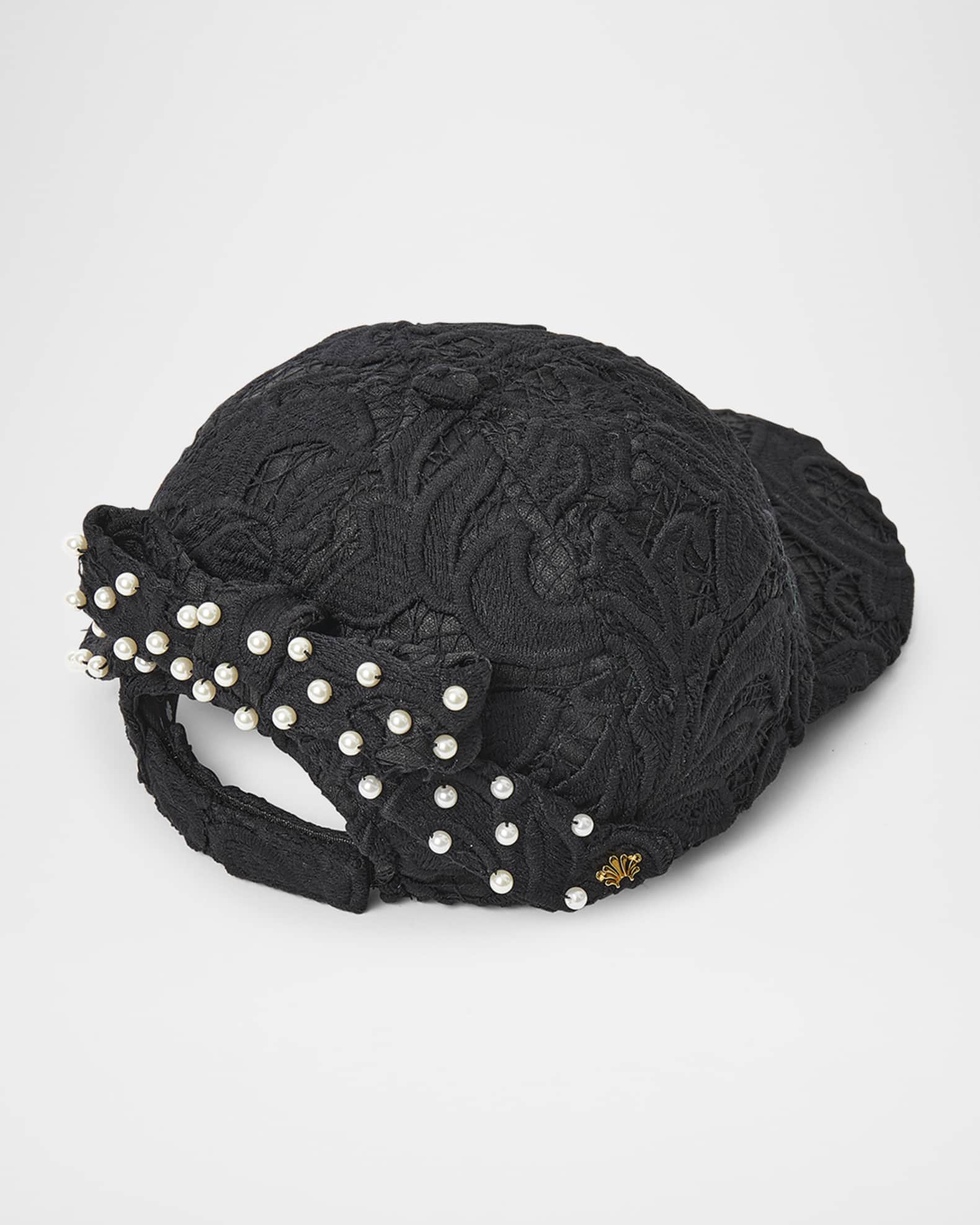 Bow Embellished Lace Baseball Cap  1
