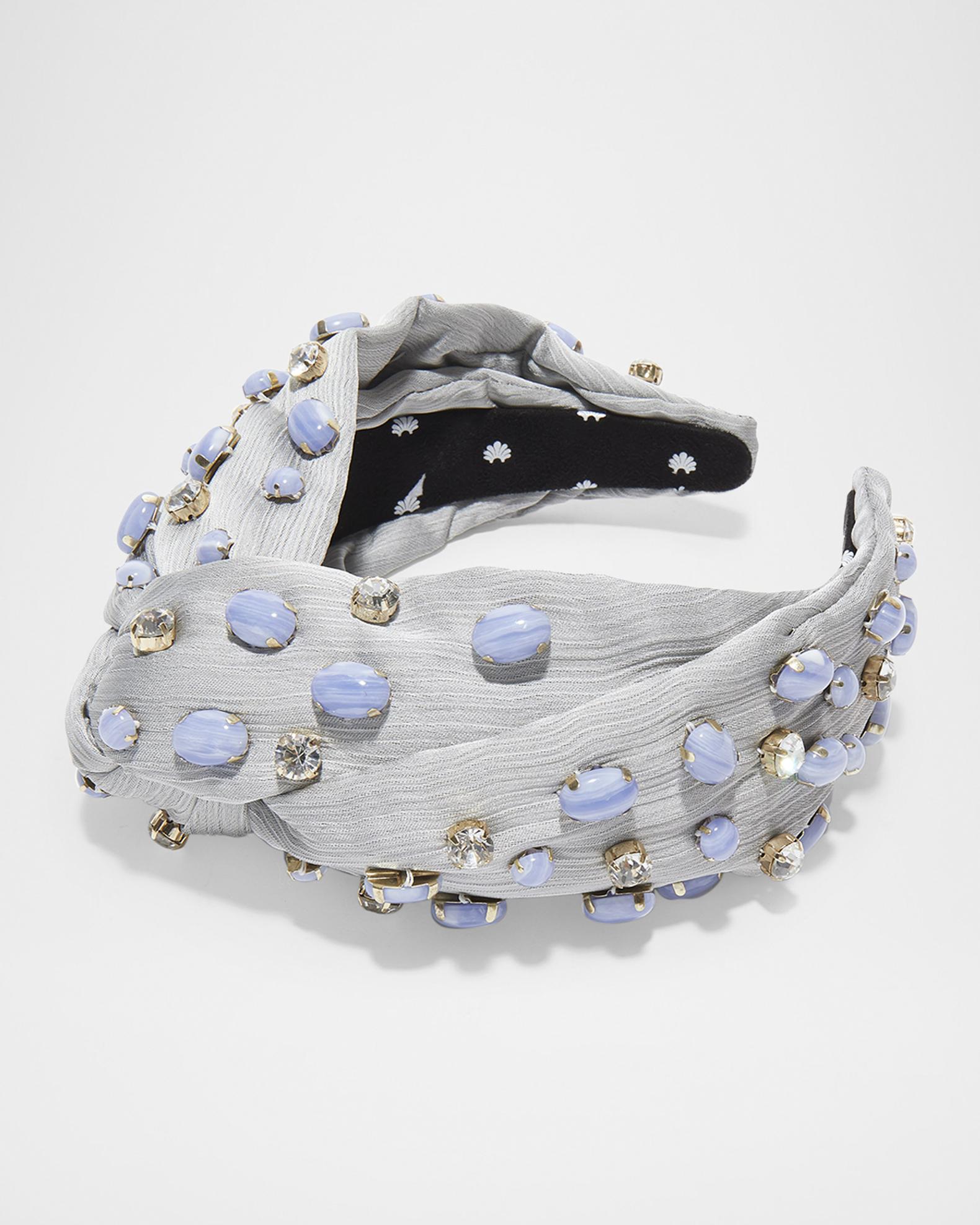 Lele Sadoughi headband | grey jeweled headband LELE SADOUGHI GRAY GREY KNOTTED HEADBAND VELVET EMBELLISHED  main image 3