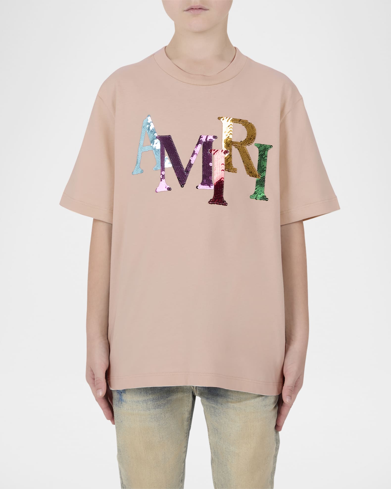 Girl's Staggered Sequin Logo Short-Sleeve T-Shirt, Size 4-12 0
