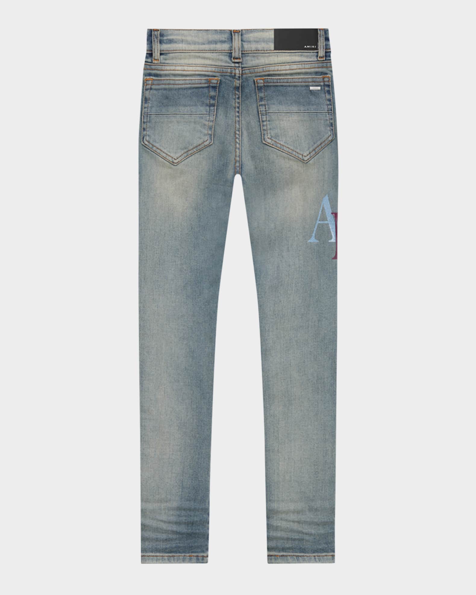 Kid's Staggered Logo Denim Jeans, Size 4-12 1