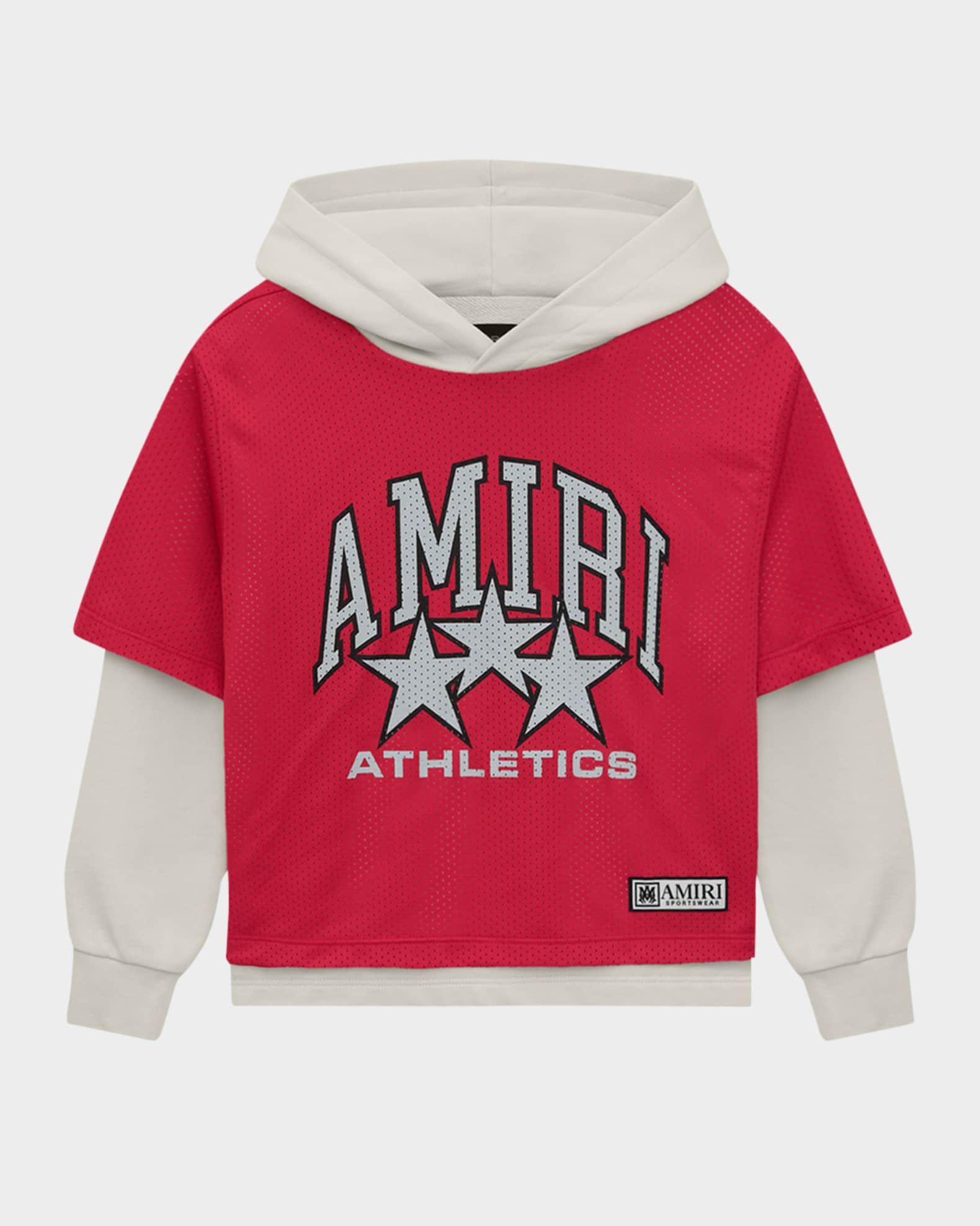 Amiri Kid s Logo Star Jersey Mesh Combo Hoodie Size 4 12 Neiman Marcus
