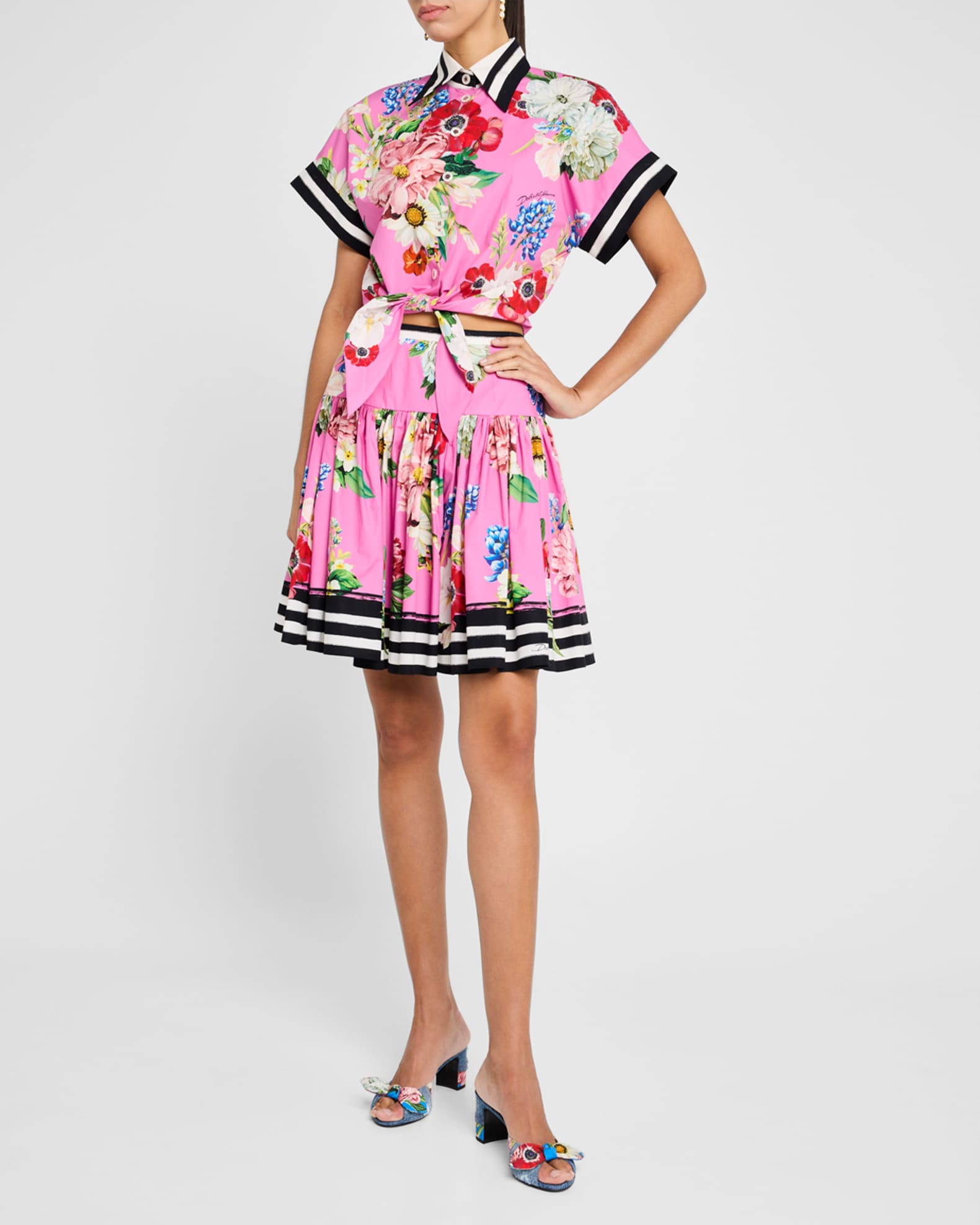 Floral Crop Button-Down Shirt 1