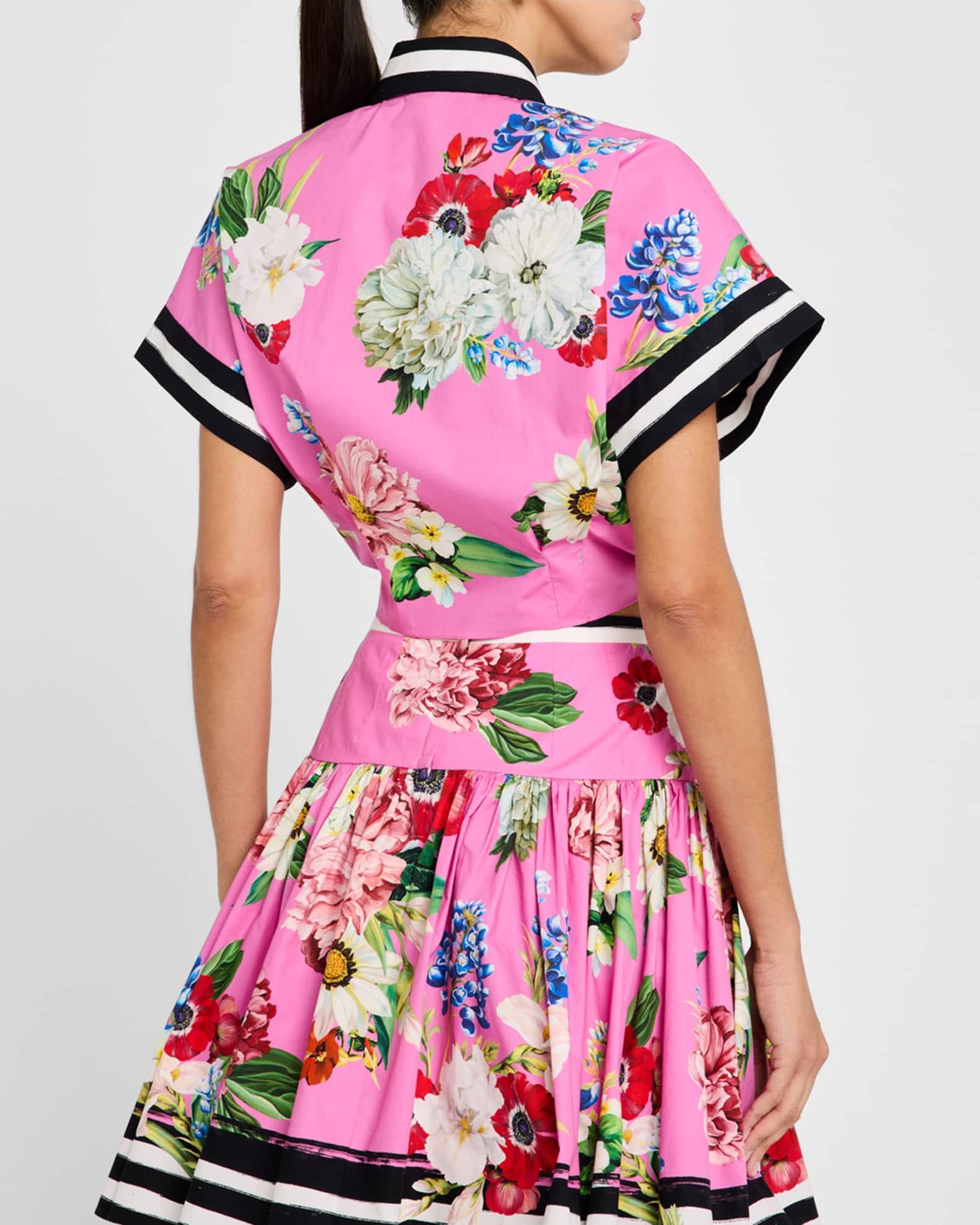 Dolce&Gabbana Floral Crop Button-Down Shirt | Neiman Marcus
